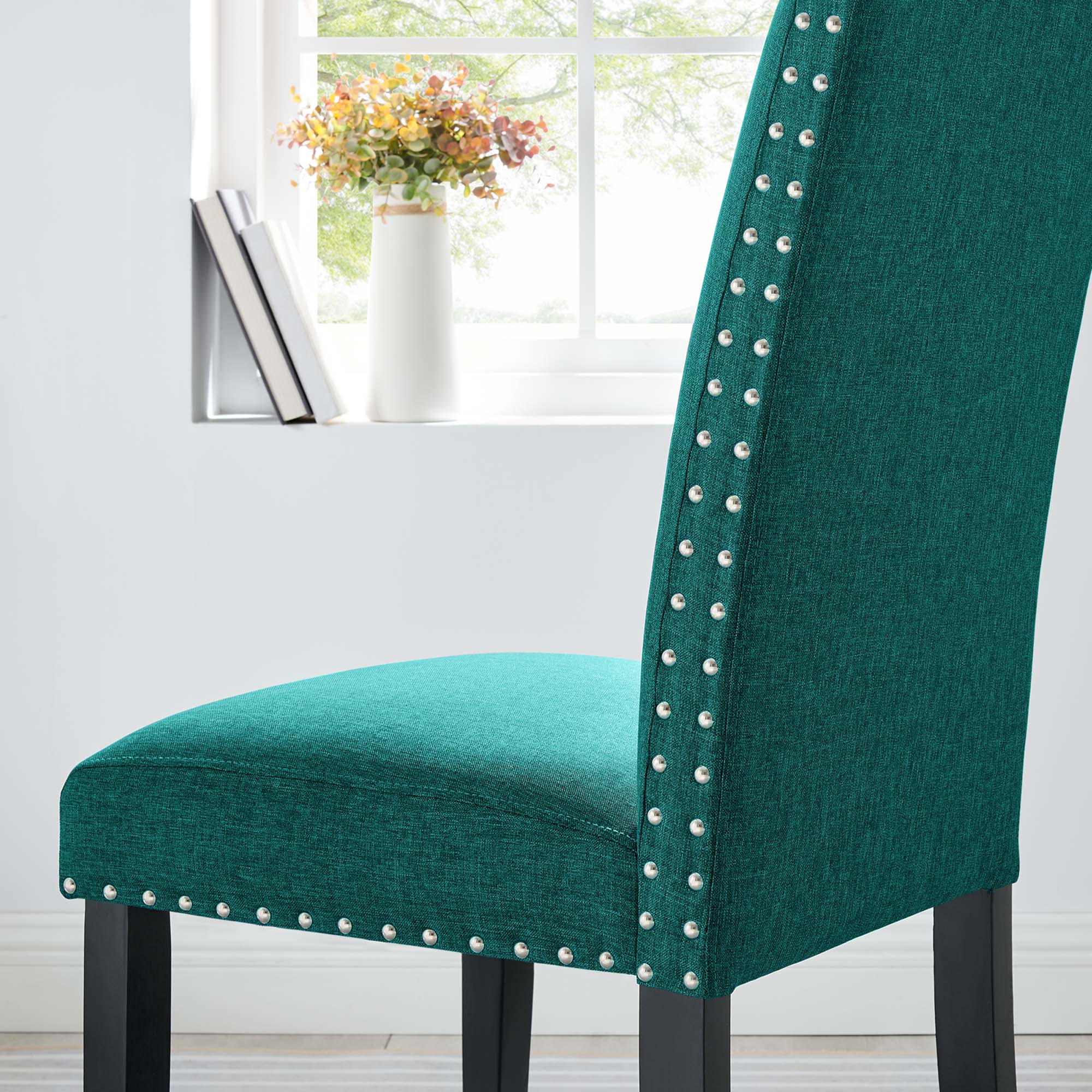 Parcel Dining Upholstered Fabric Side Chair, Teal