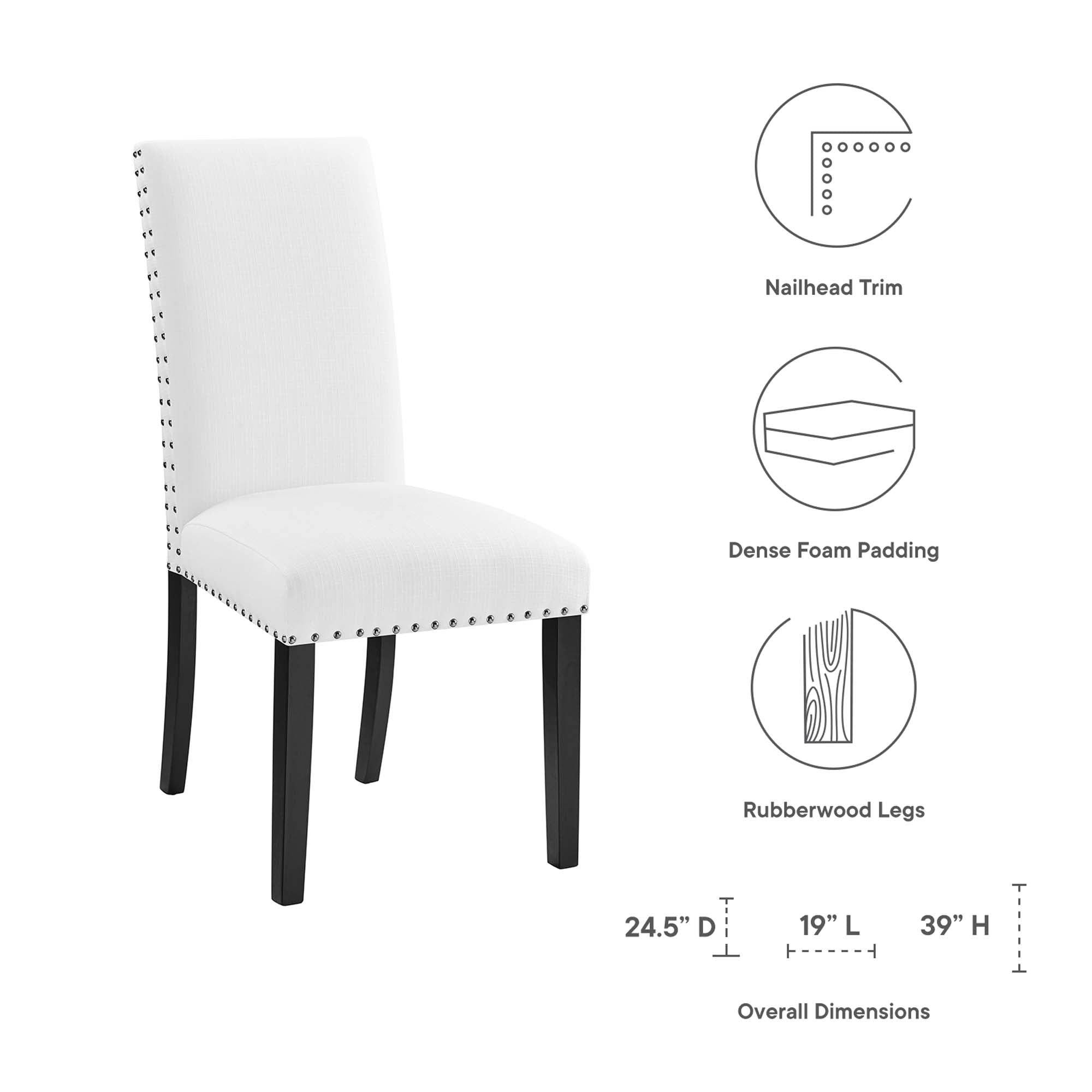 Parcel Dining Upholstered Fabric Side Chair, White