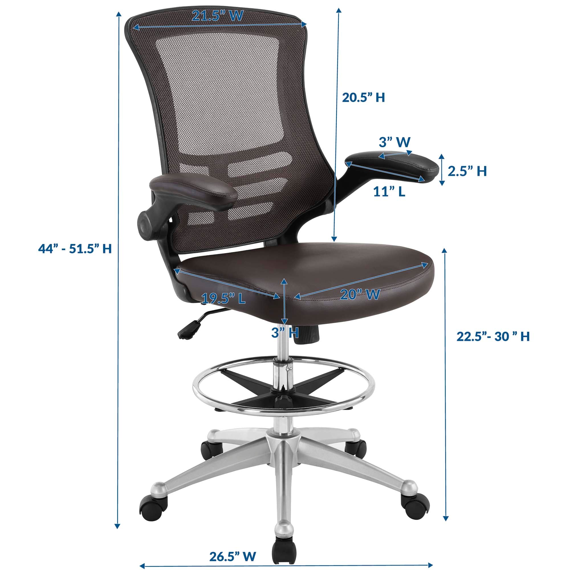 Attainment Vinyl Drafting Chair, Brown