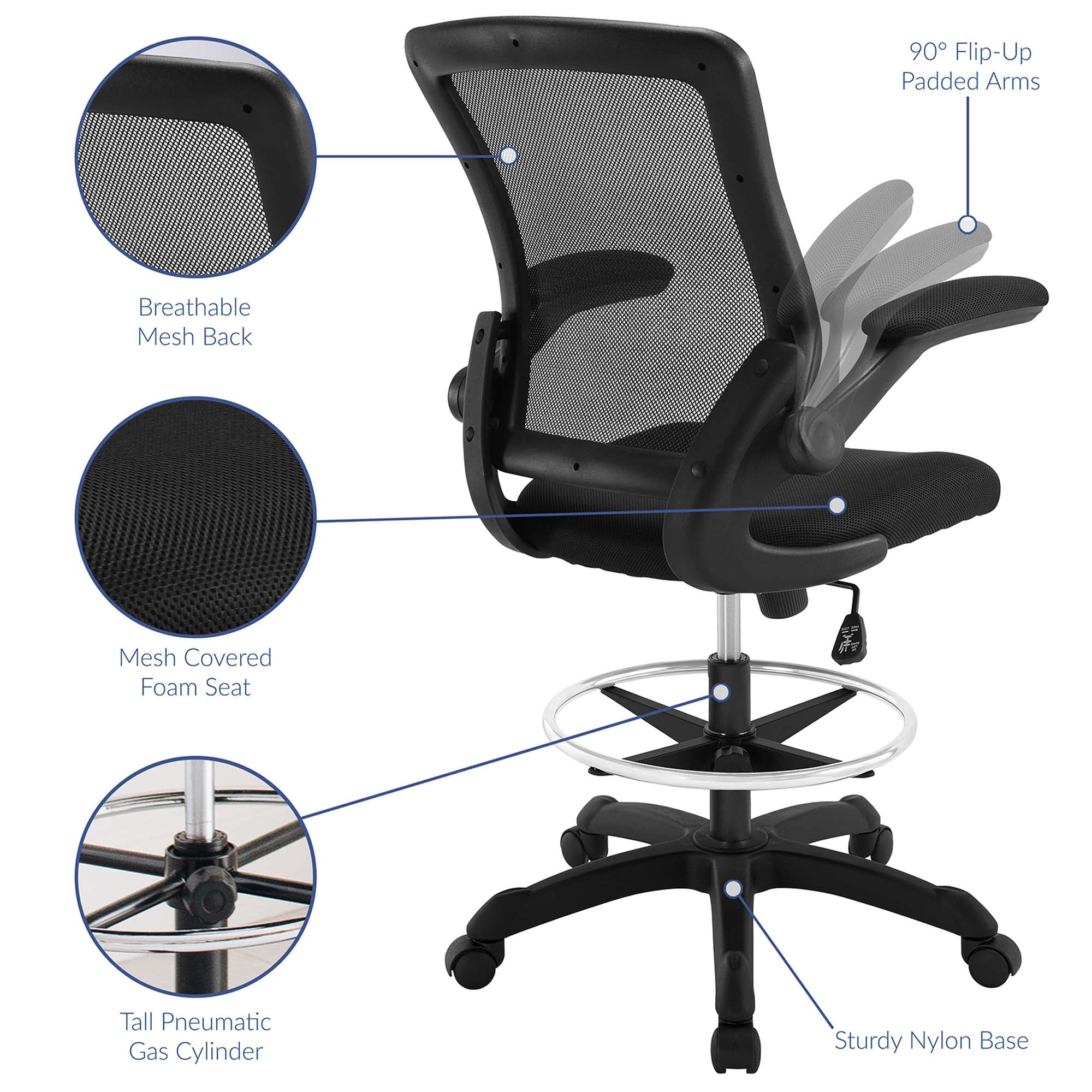 Veer Drafting Chair, Black