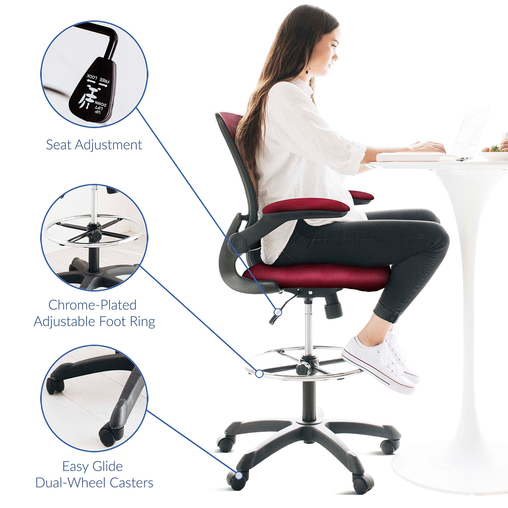 Veer Drafting Chair, Red