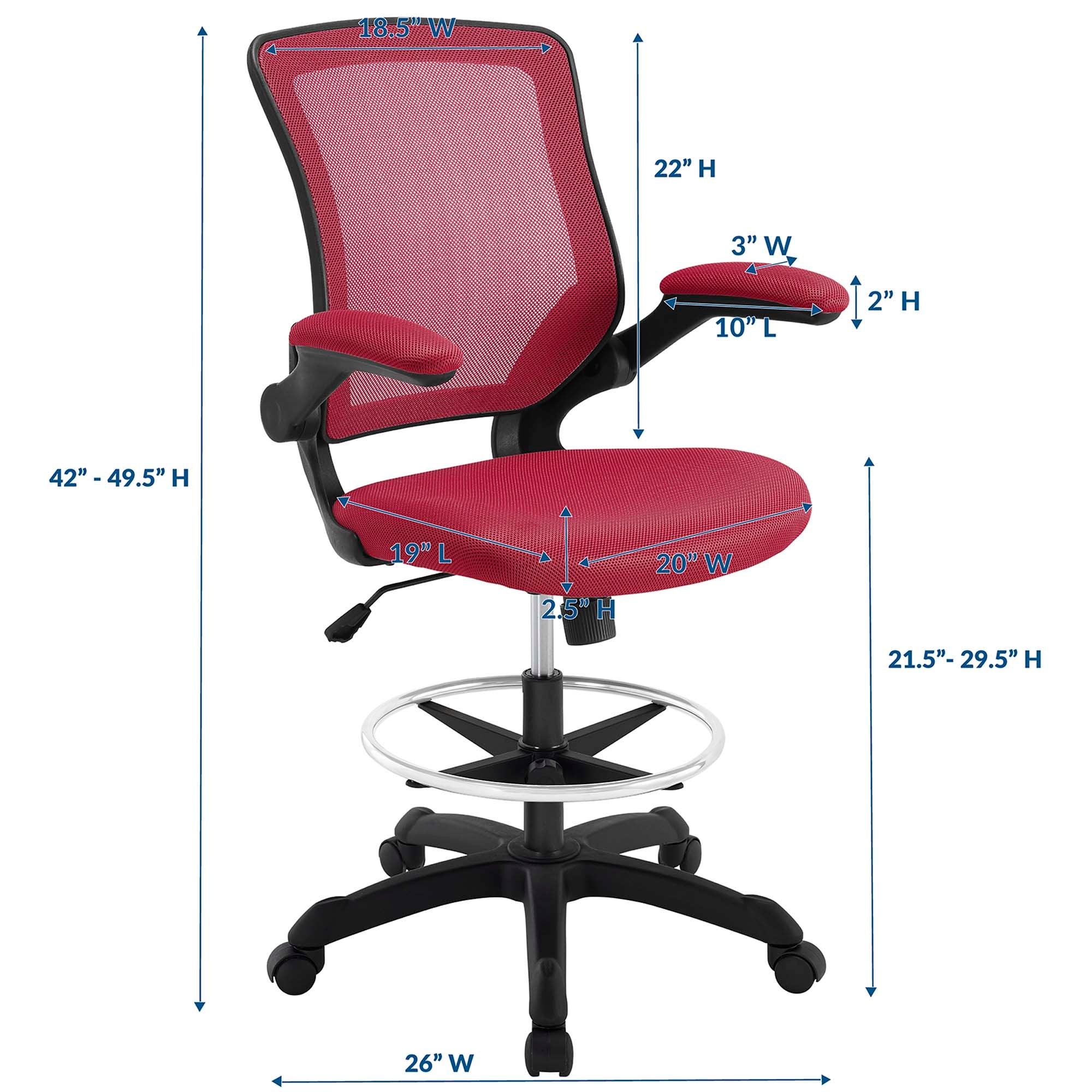 Veer Drafting Chair, Red