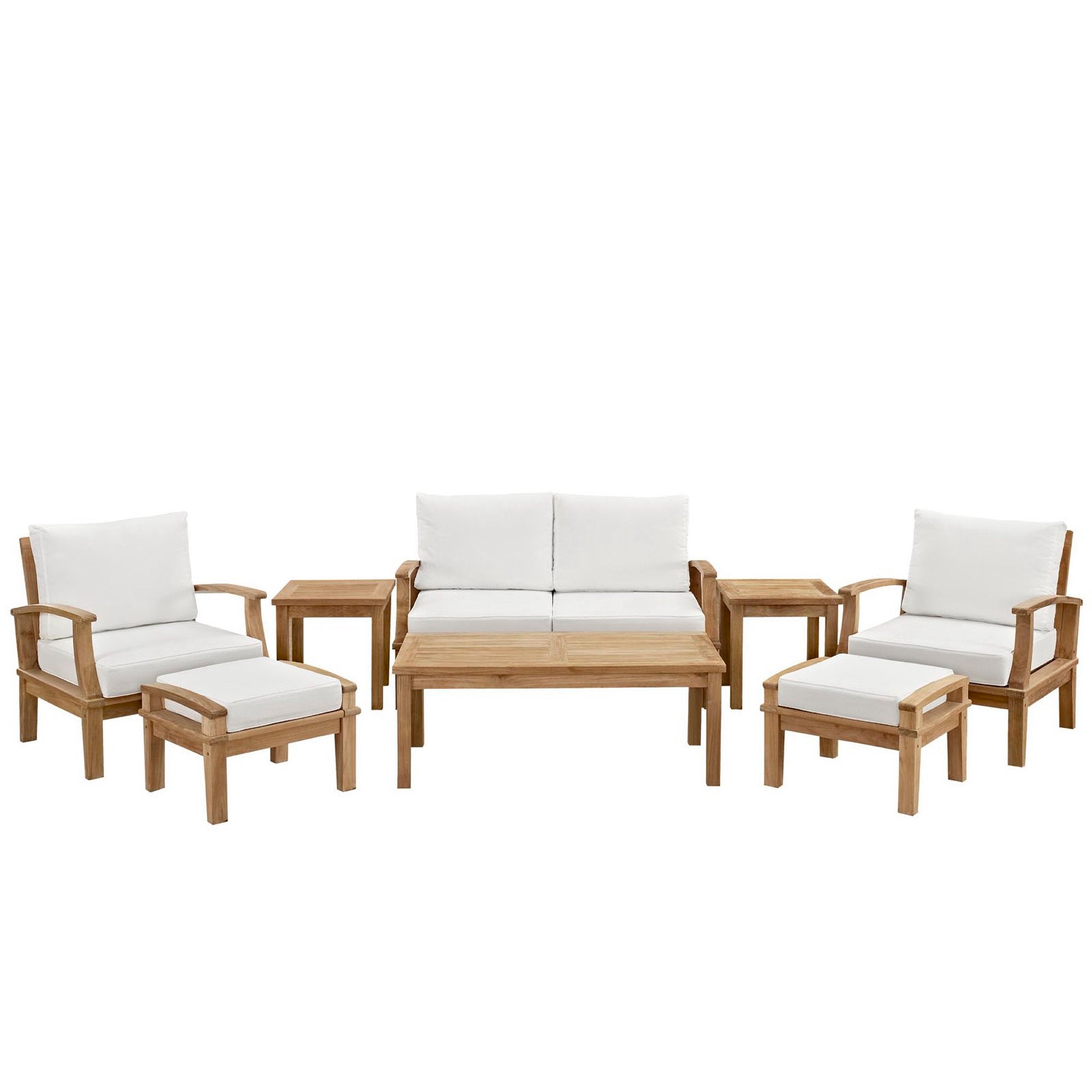 Marina 8 Piece Outdoor Patio Teak Set, Natural White