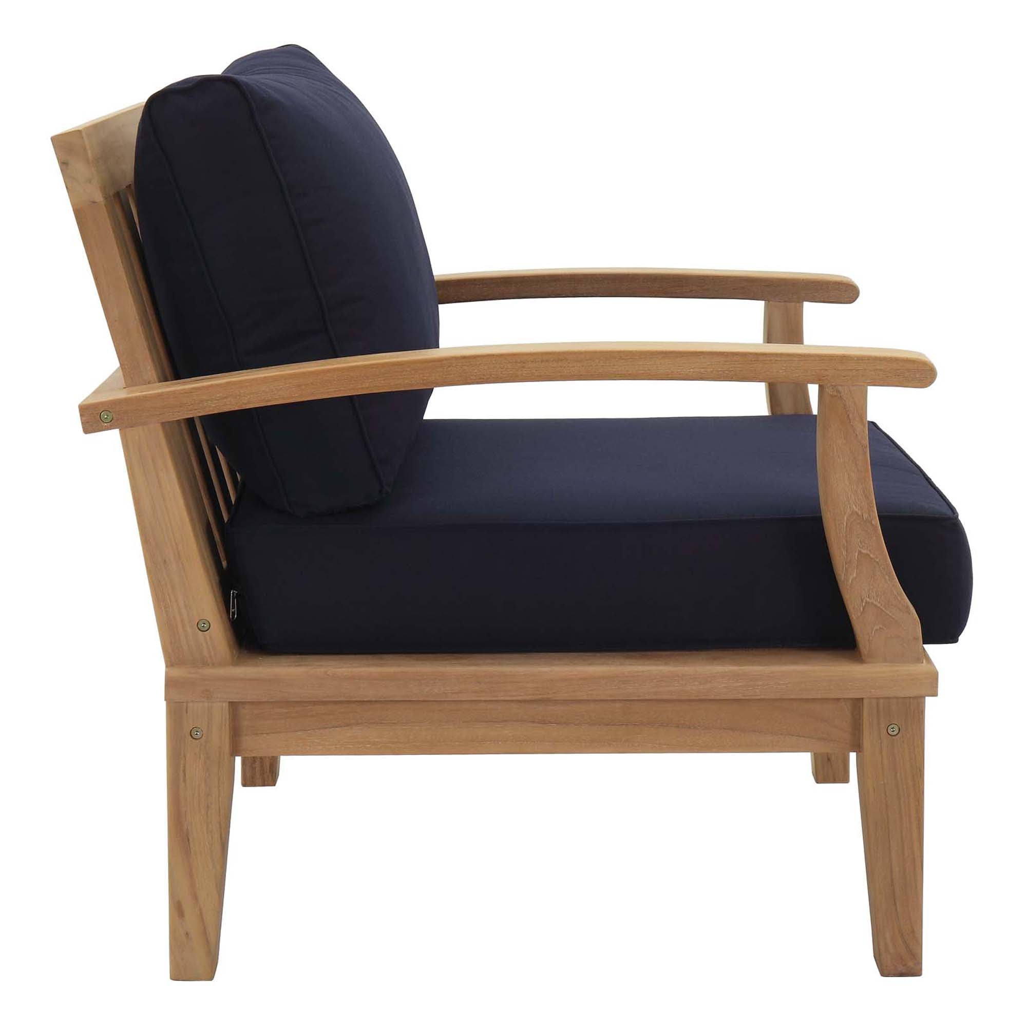Marina 3 Piece Outdoor Patio Teak Set, Natural Navy