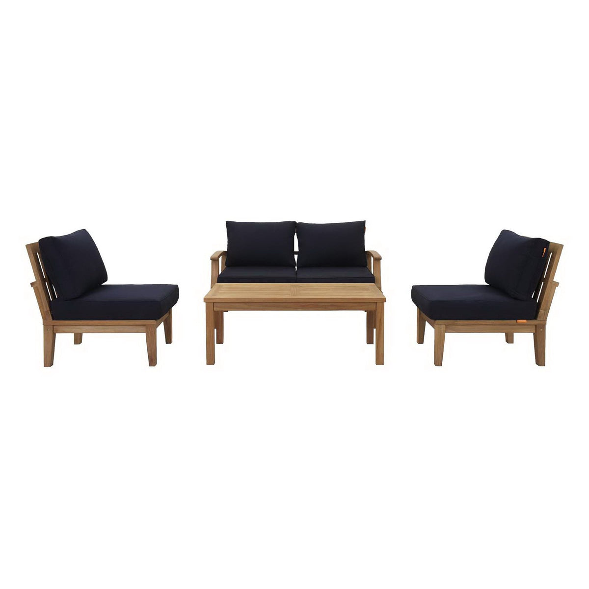 Marina 5 Piece Outdoor Patio Teak Set, Natural Navy - Model EEI-1477