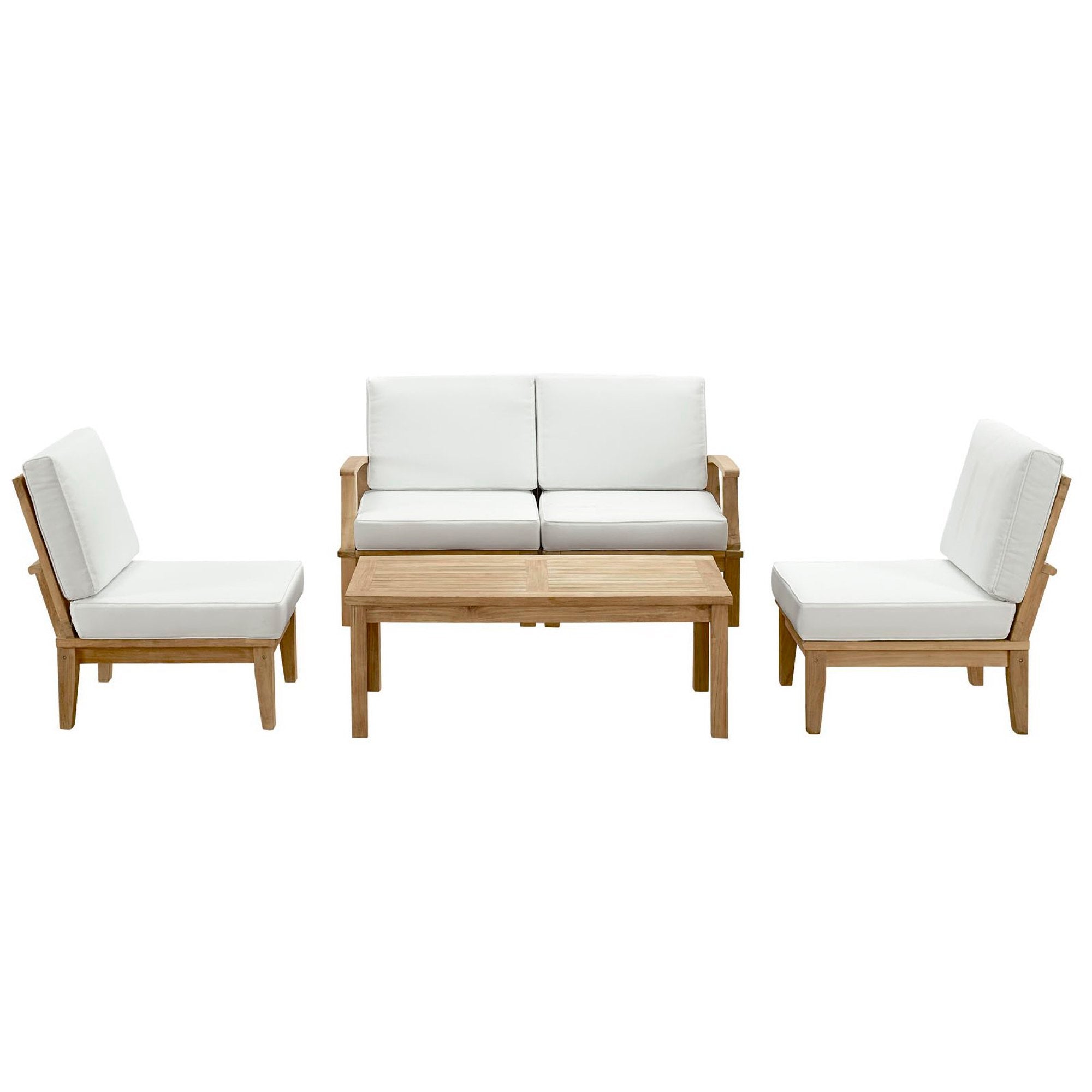 Marina 5 Piece Outdoor Patio Teak Set, Natural White