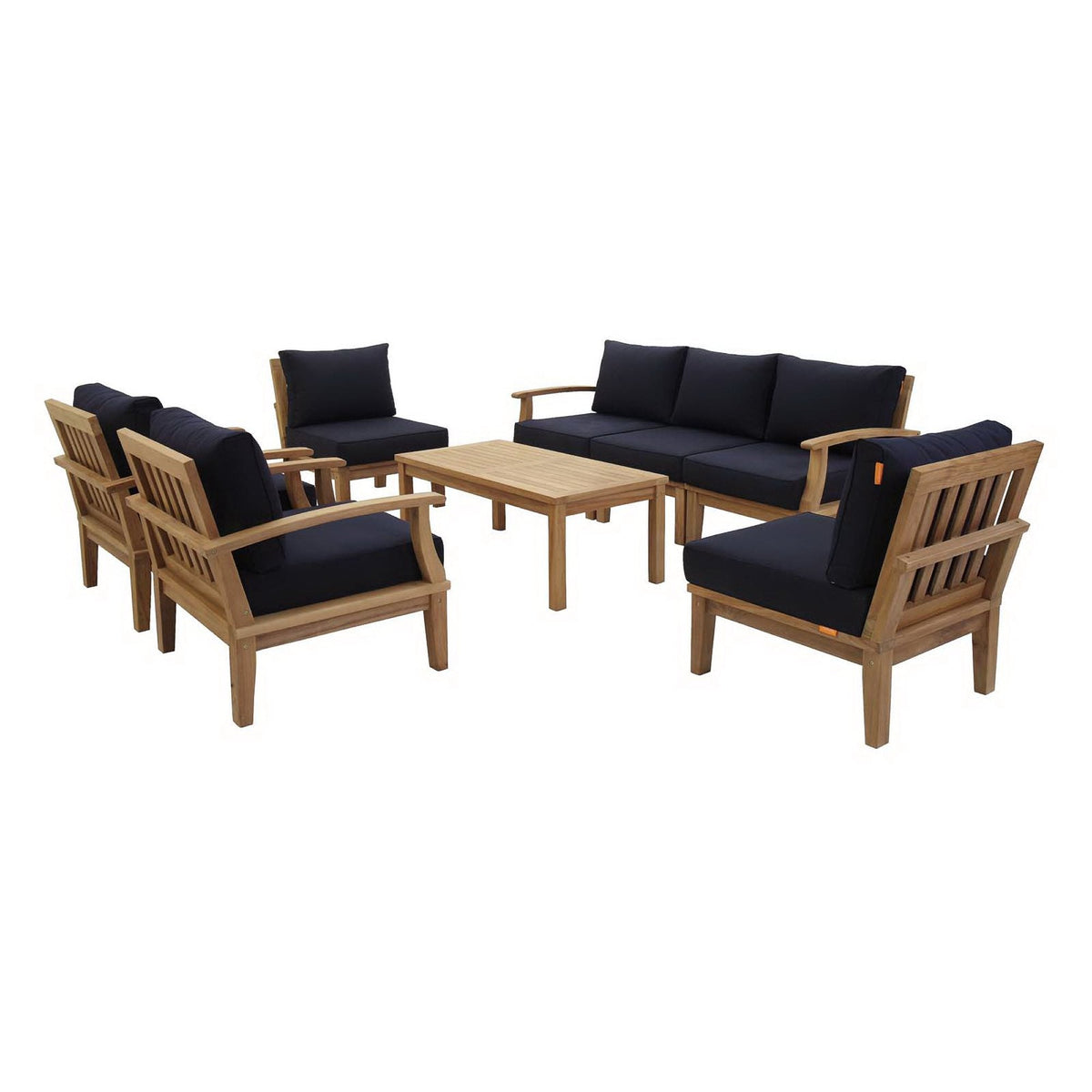 Marina 8 Piece Outdoor Patio Teak Set, Natural Navy - Model EEI-1479