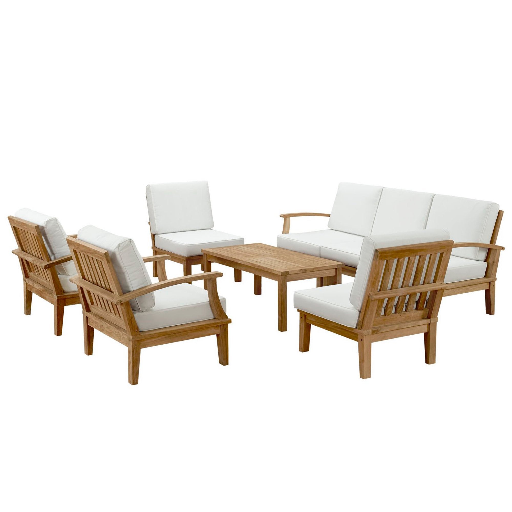 Marina 8 Piece Outdoor Patio Teak Set, Natural White