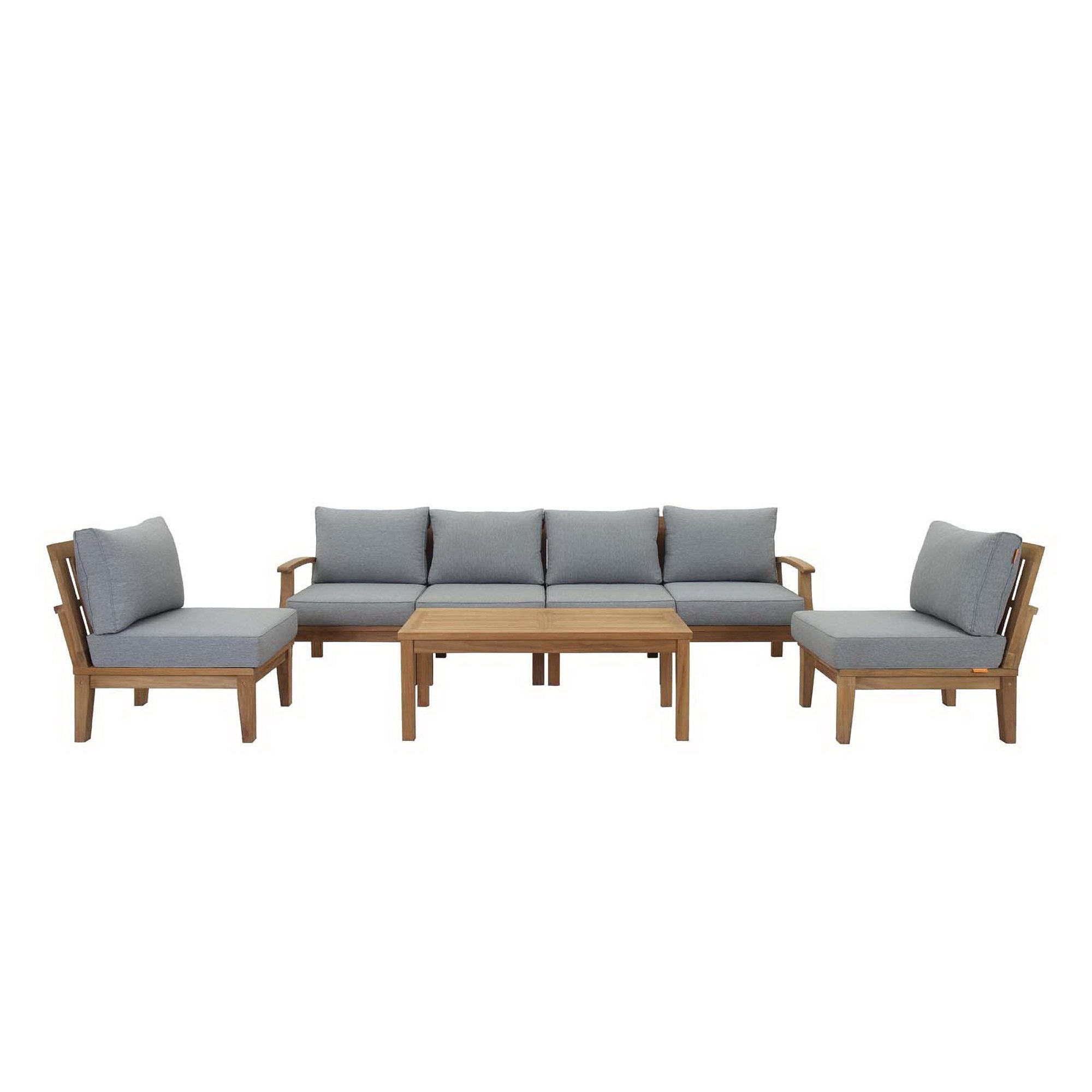 Marina 7 Piece Outdoor Patio Teak Set, Natural Gray