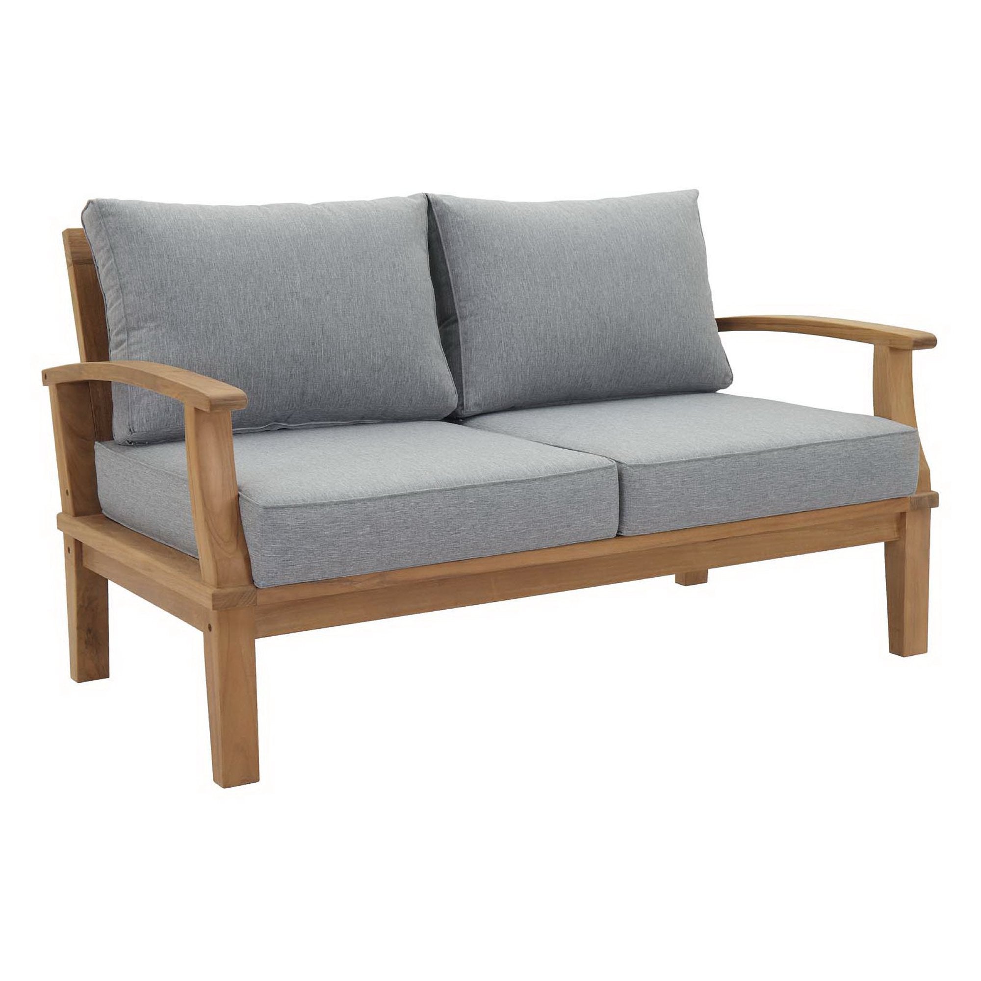 Marina 7 Piece Outdoor Patio Teak Set, Natural Gray