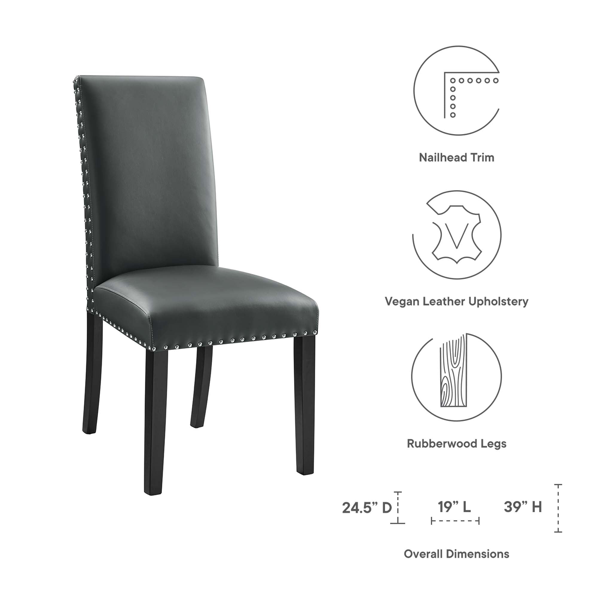 Parcel Dining Faux Leather Side Chair, Gray