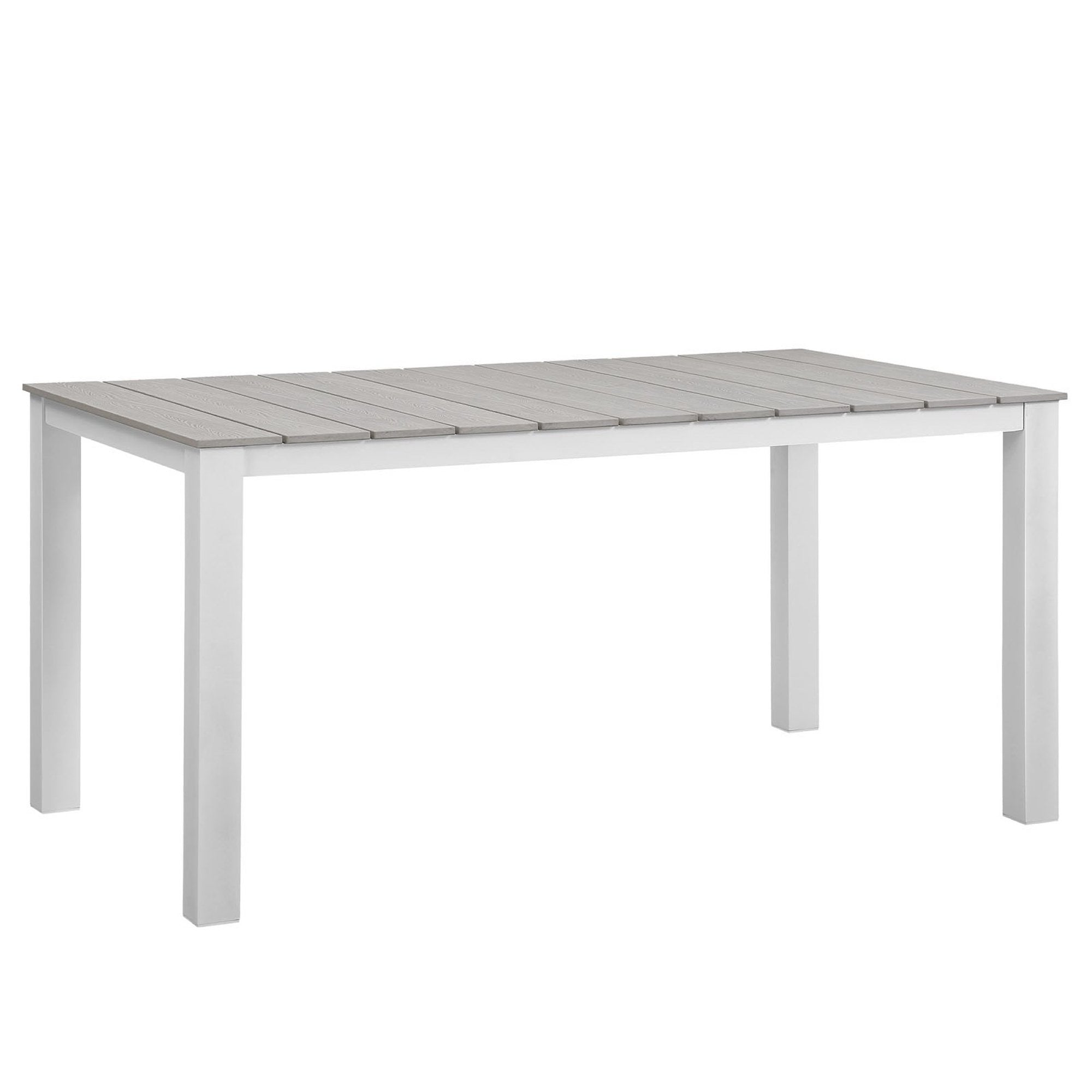 Maine 63" Outdoor Patio Dining Table, White Light Gray
