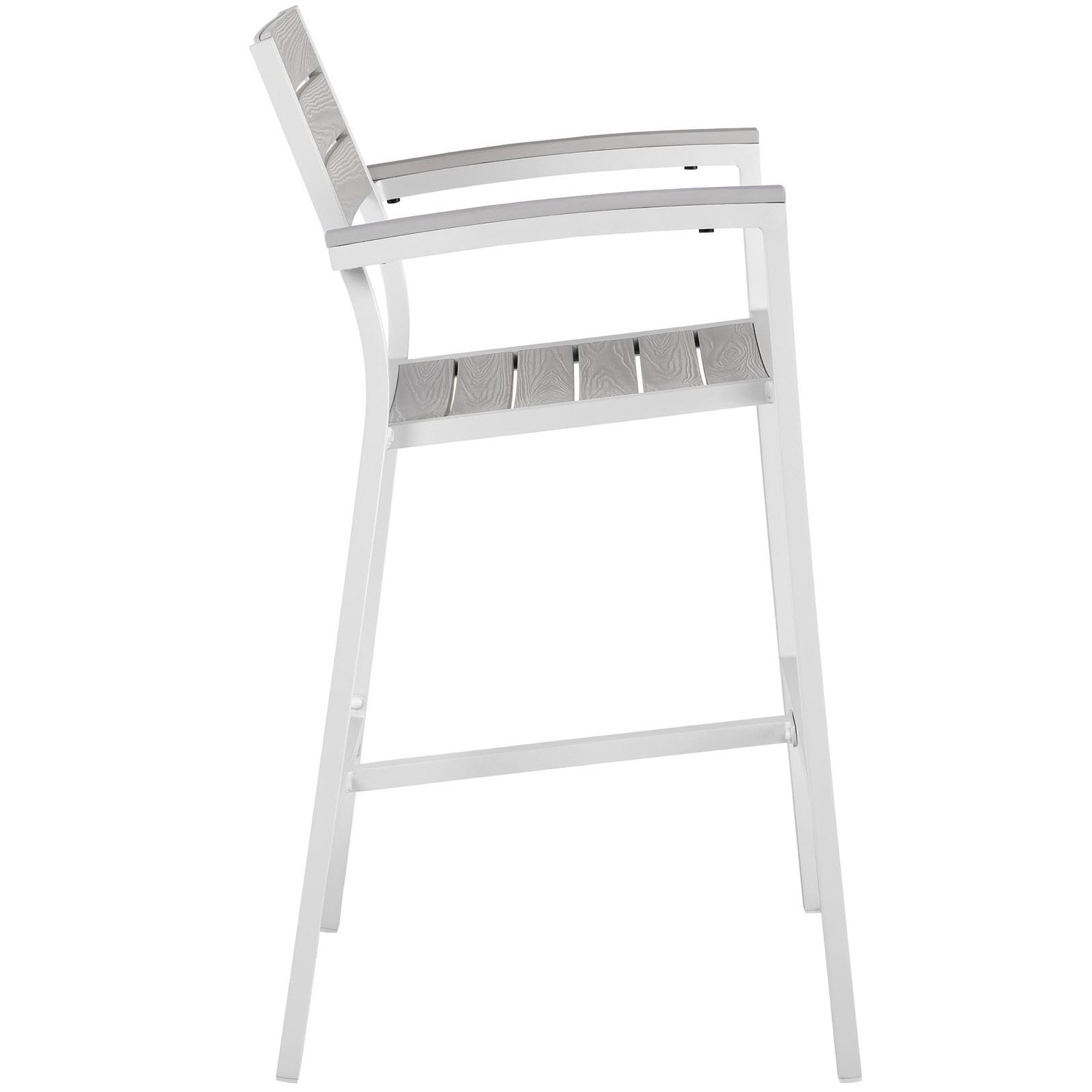 Maine Outdoor Patio Bar Stool, White Light Gray