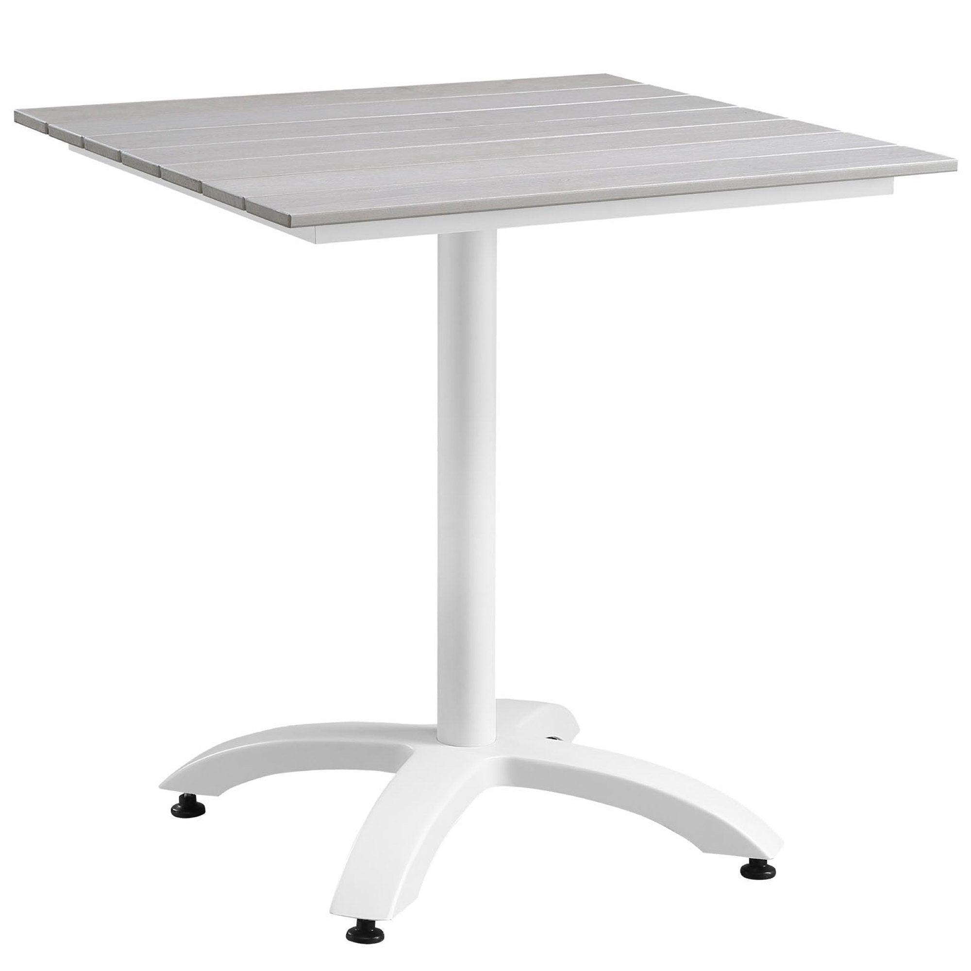 Maine 28" Outdoor Patio Dining Table, White Light Gray