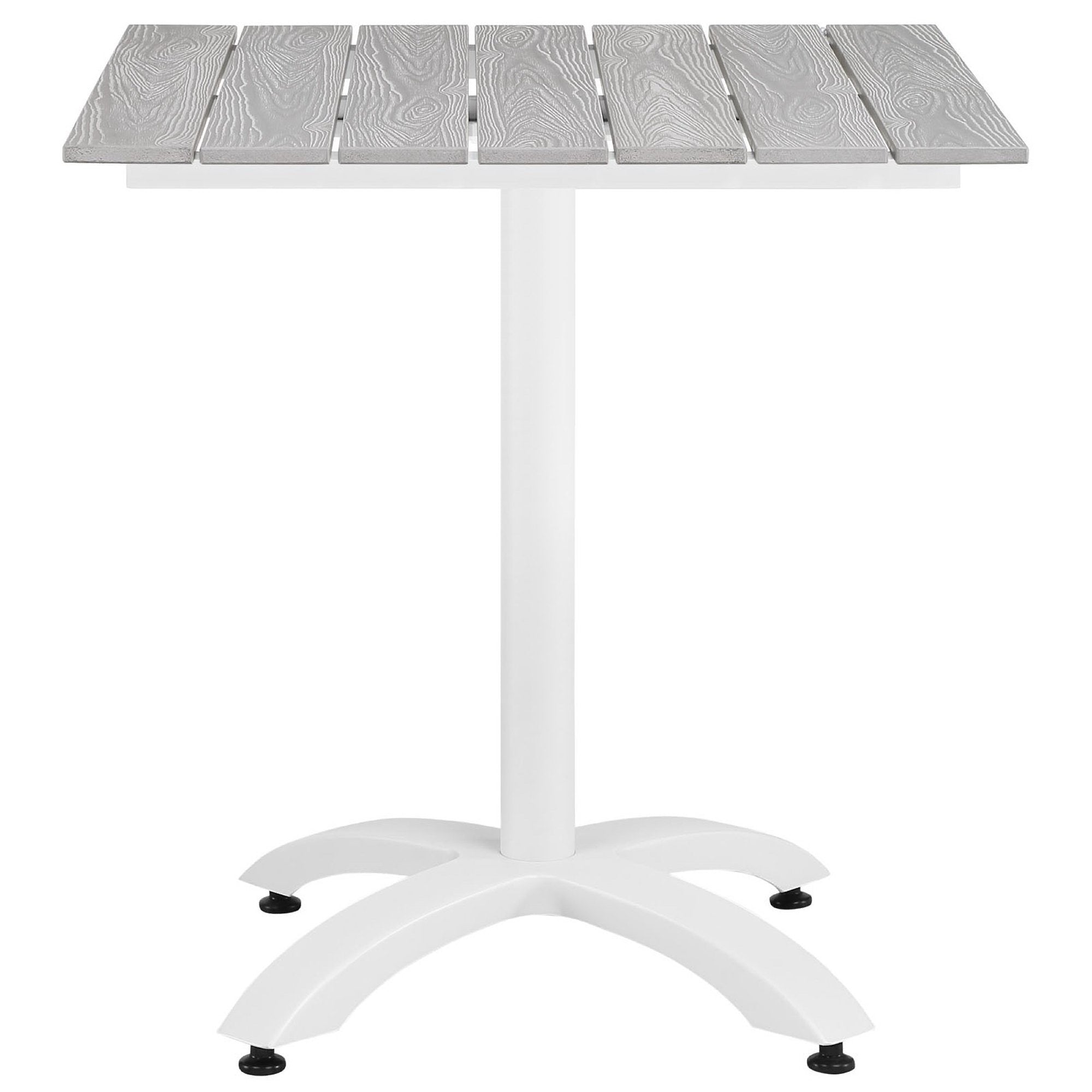Maine 28" Outdoor Patio Dining Table, White Light Gray
