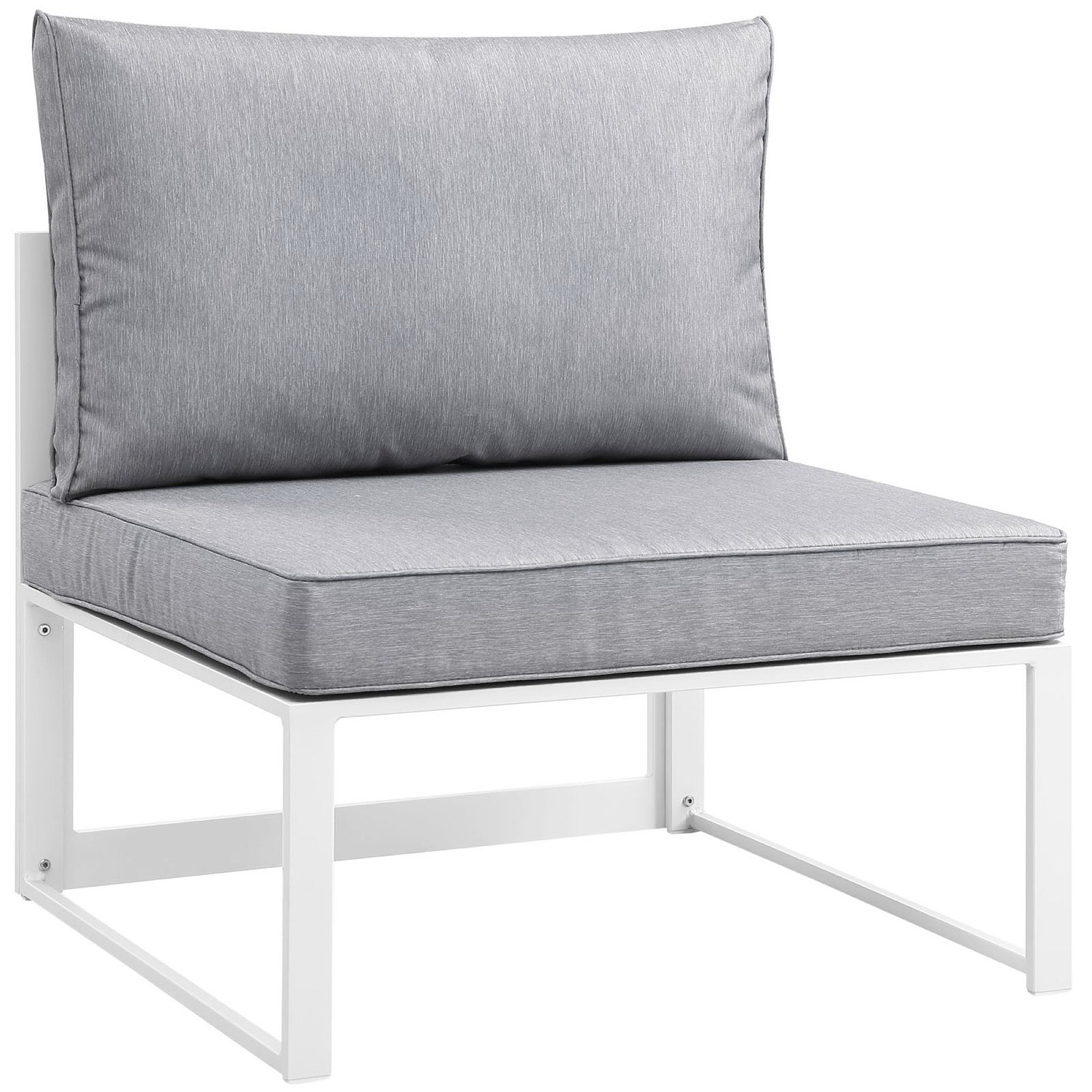 Fortuna Armless Outdoor Patio Chair, White Gray