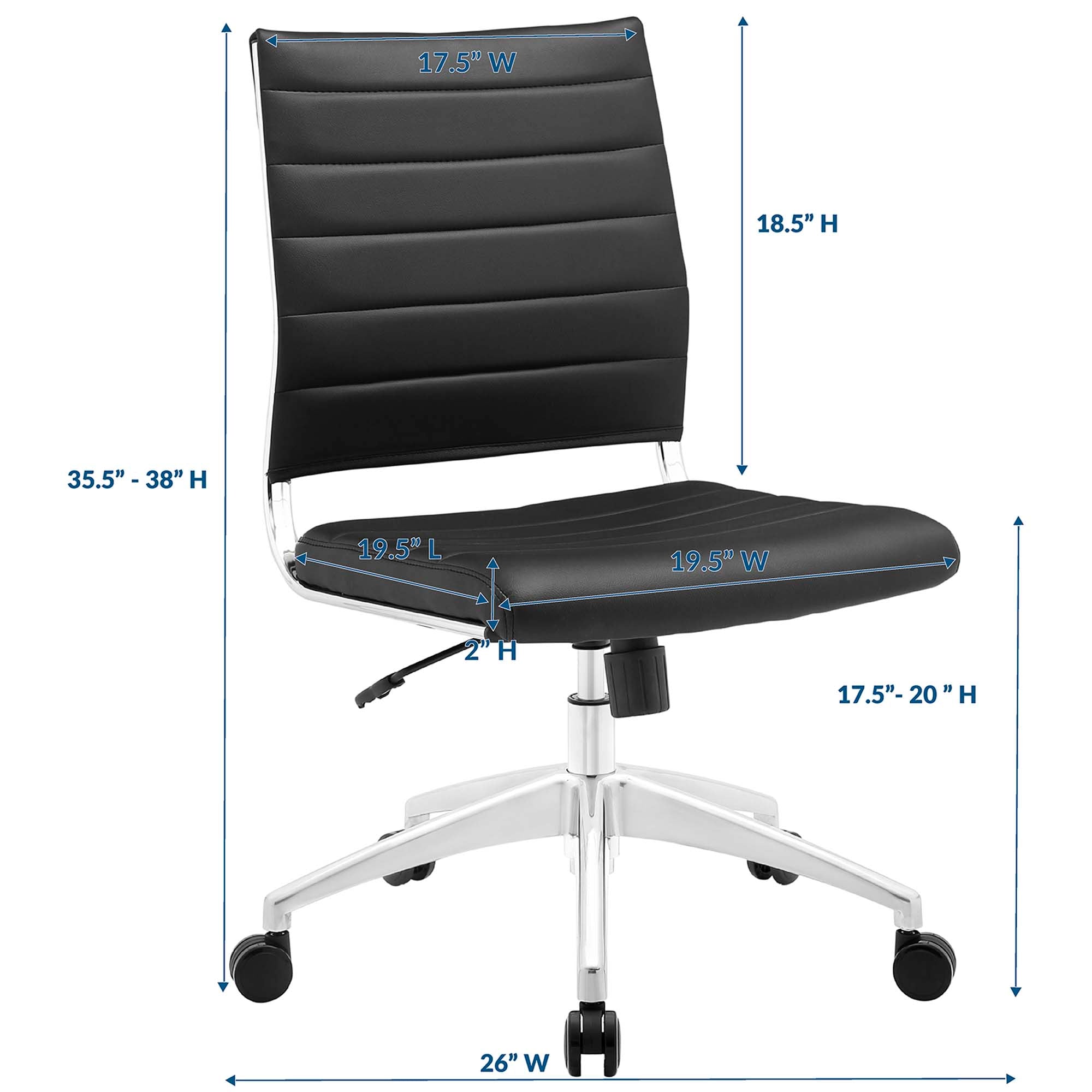 Jive Armless Mid Back Office Chair, Black