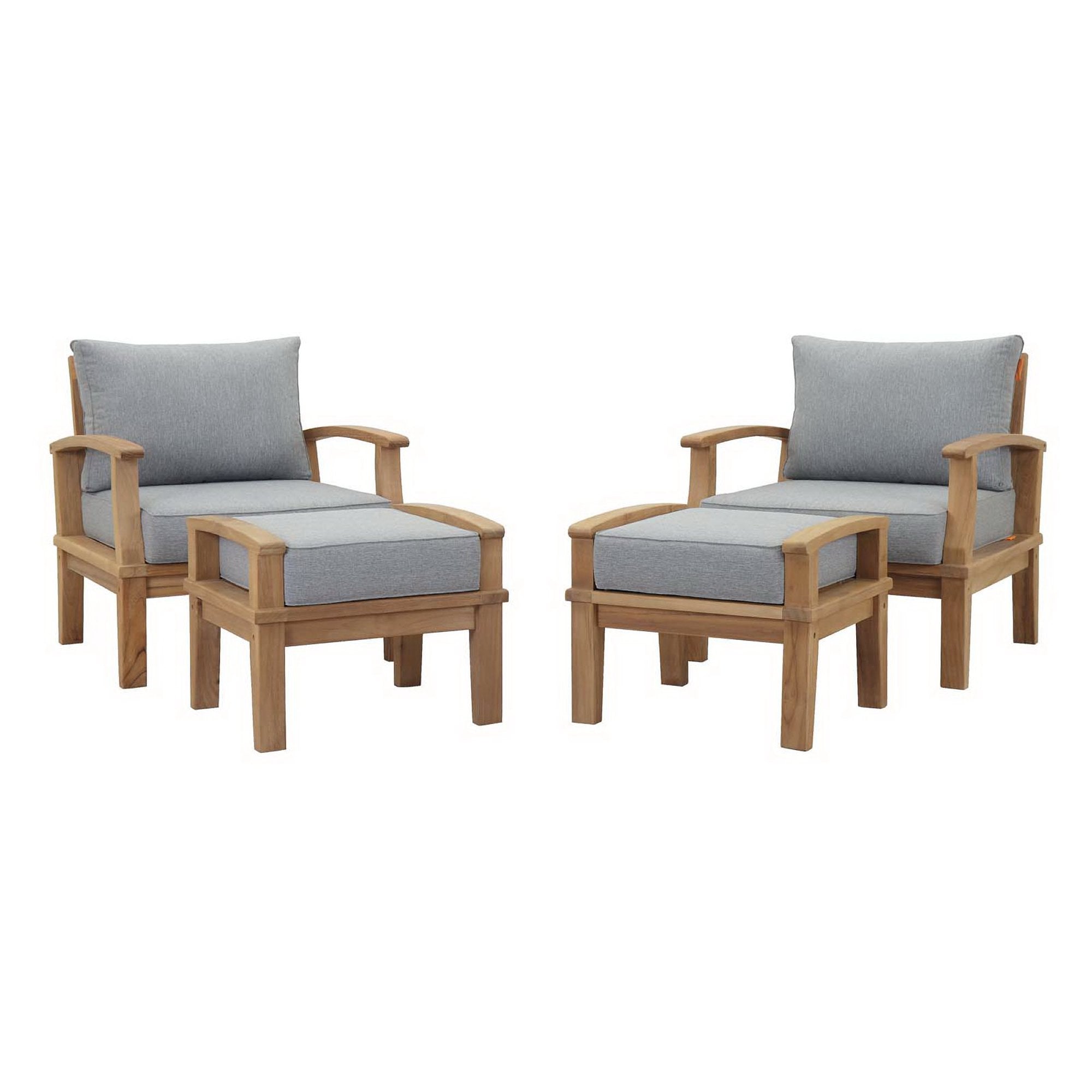 Marina 4 Piece Outdoor Patio Teak Set, Natural Gray