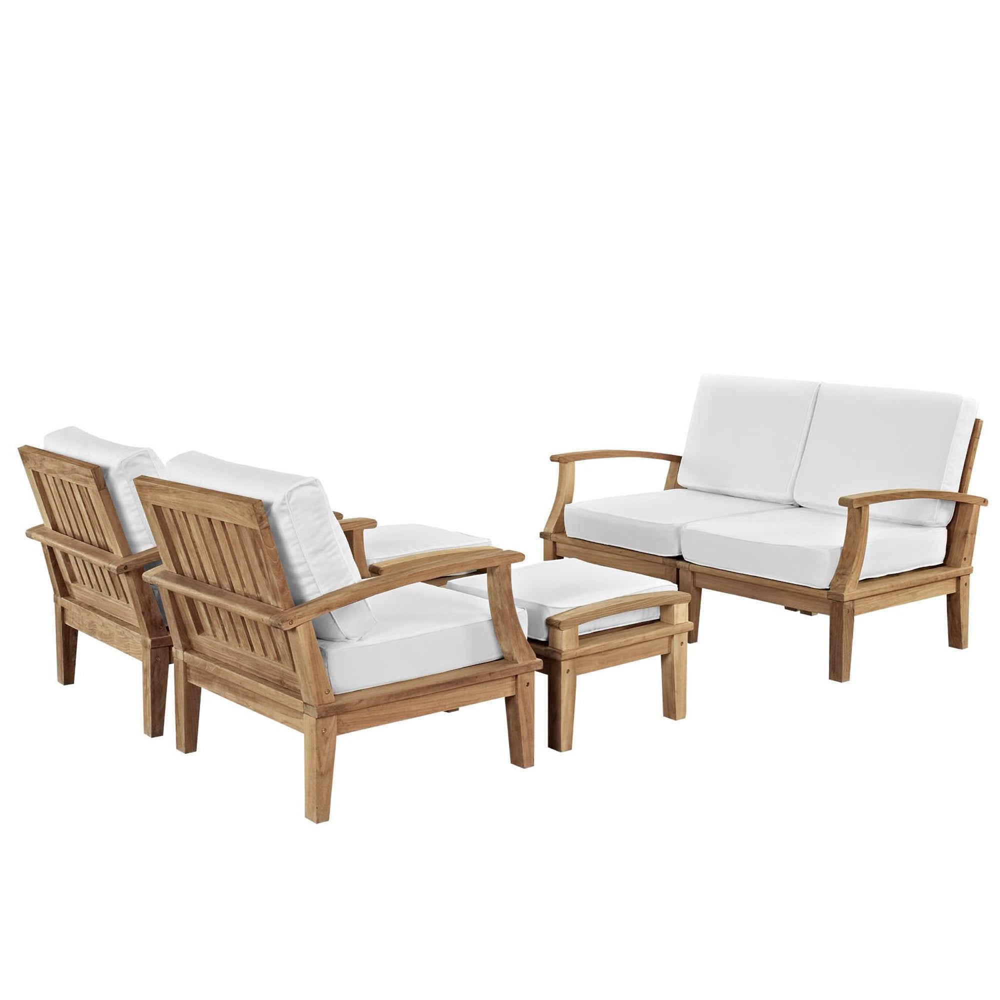 Marina 6 Piece Outdoor Patio Teak Set, Natural White