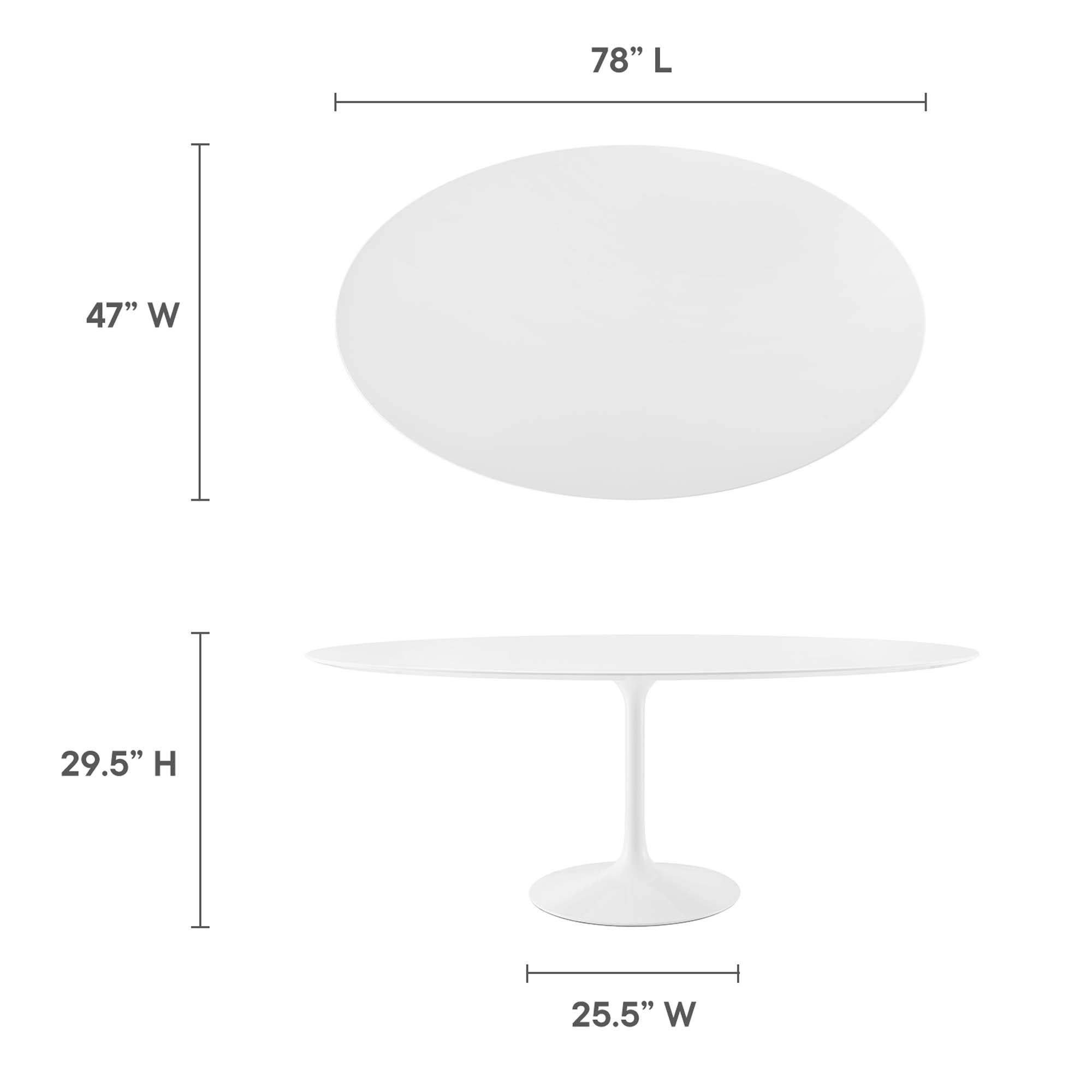 Lippa 78" Oval Wood Dining Table, White