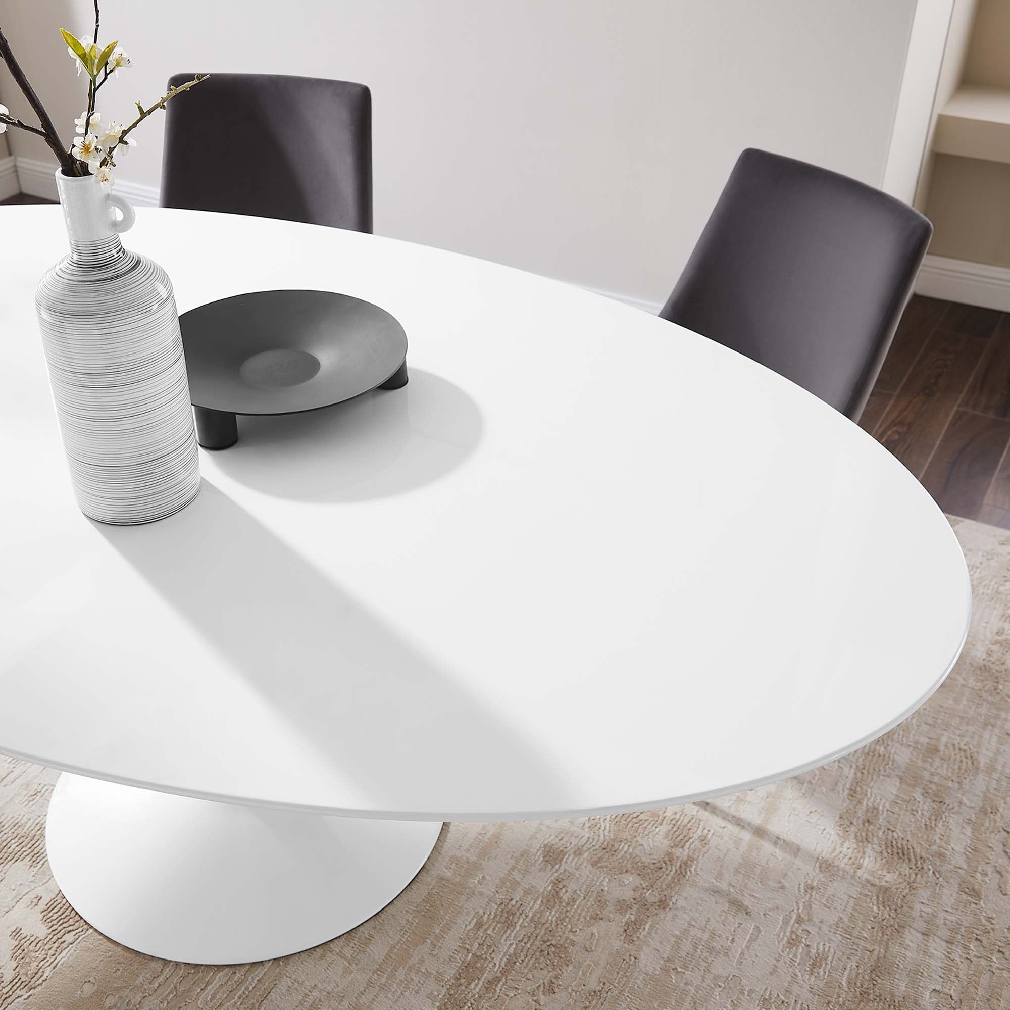 Lippa 78" Oval Wood Dining Table, White