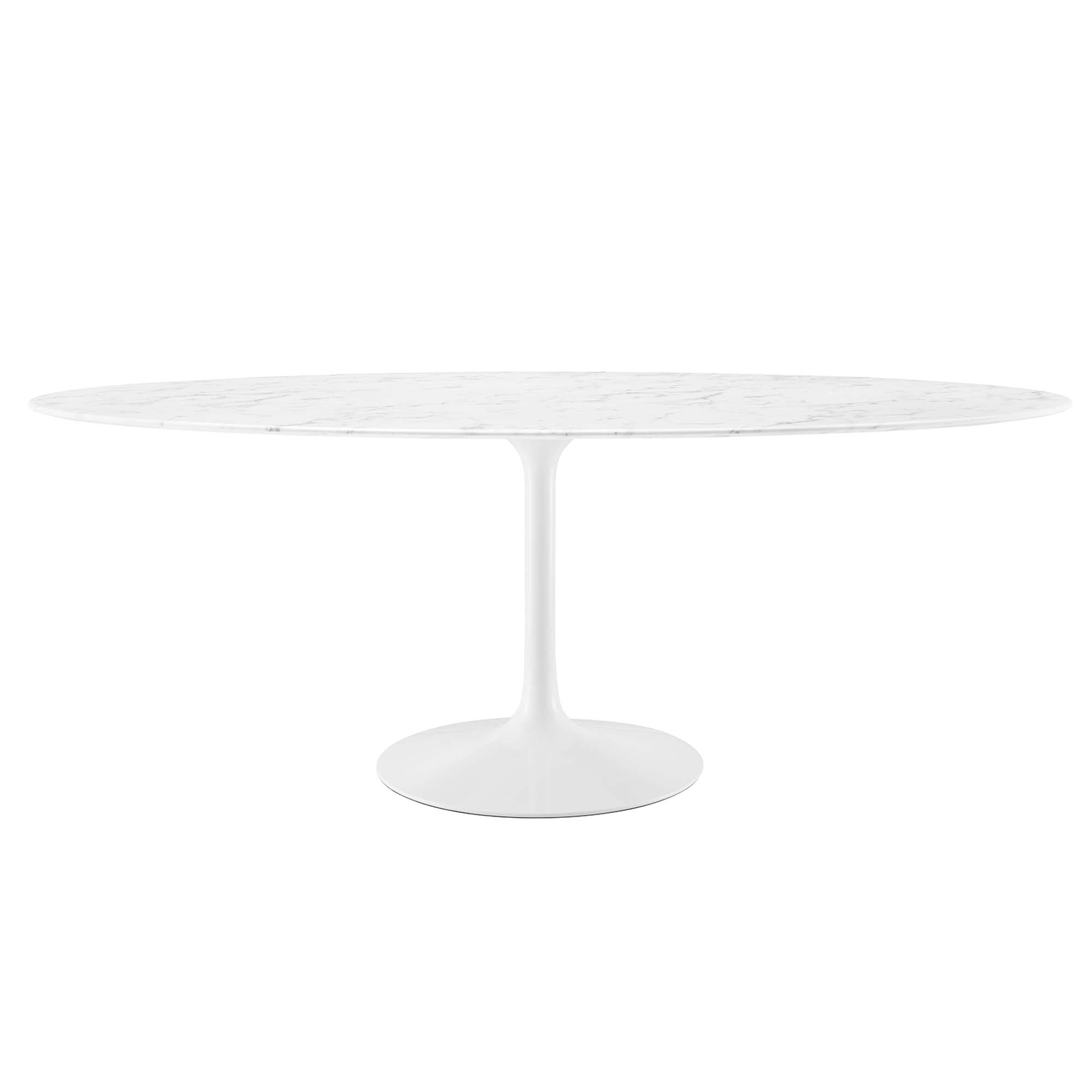 Lippa 78" Oval Faux Marble Dining Table, White