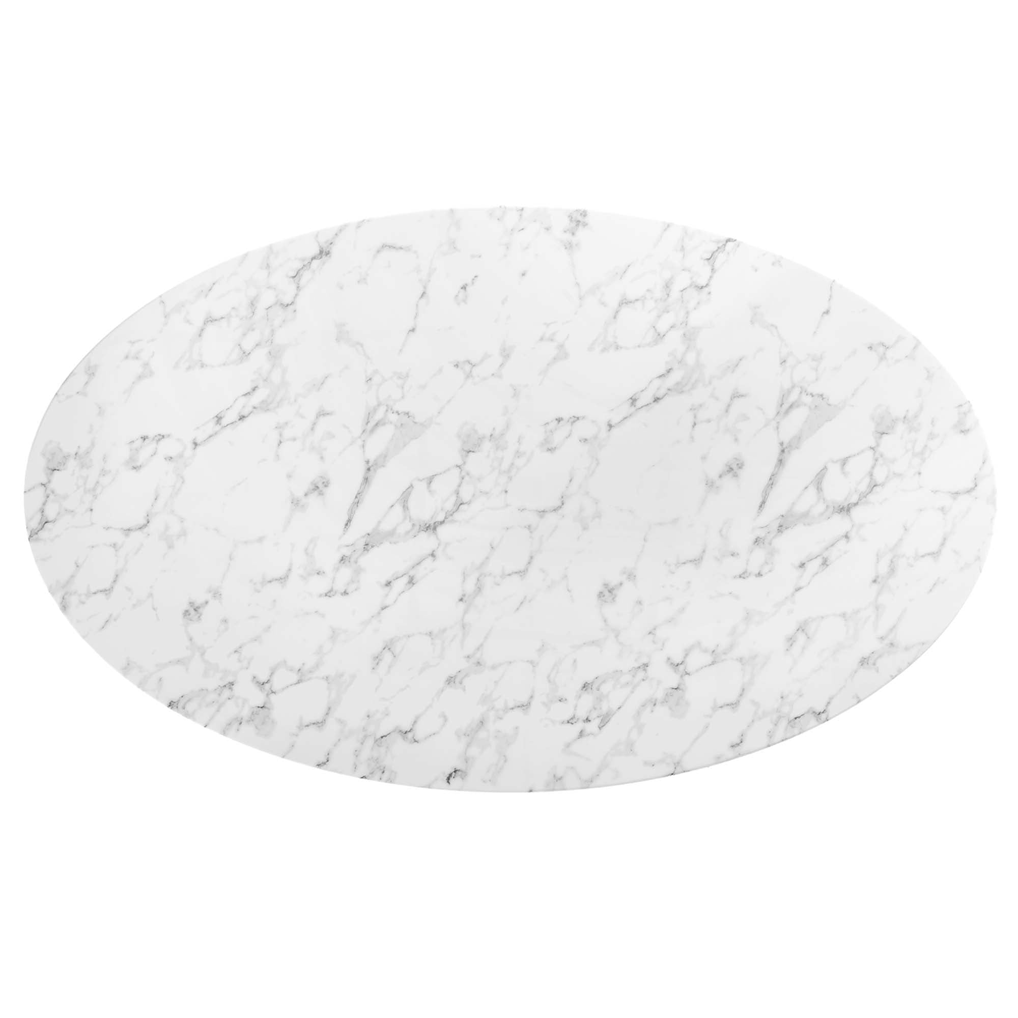 Lippa 78" Oval Faux Marble Dining Table, White