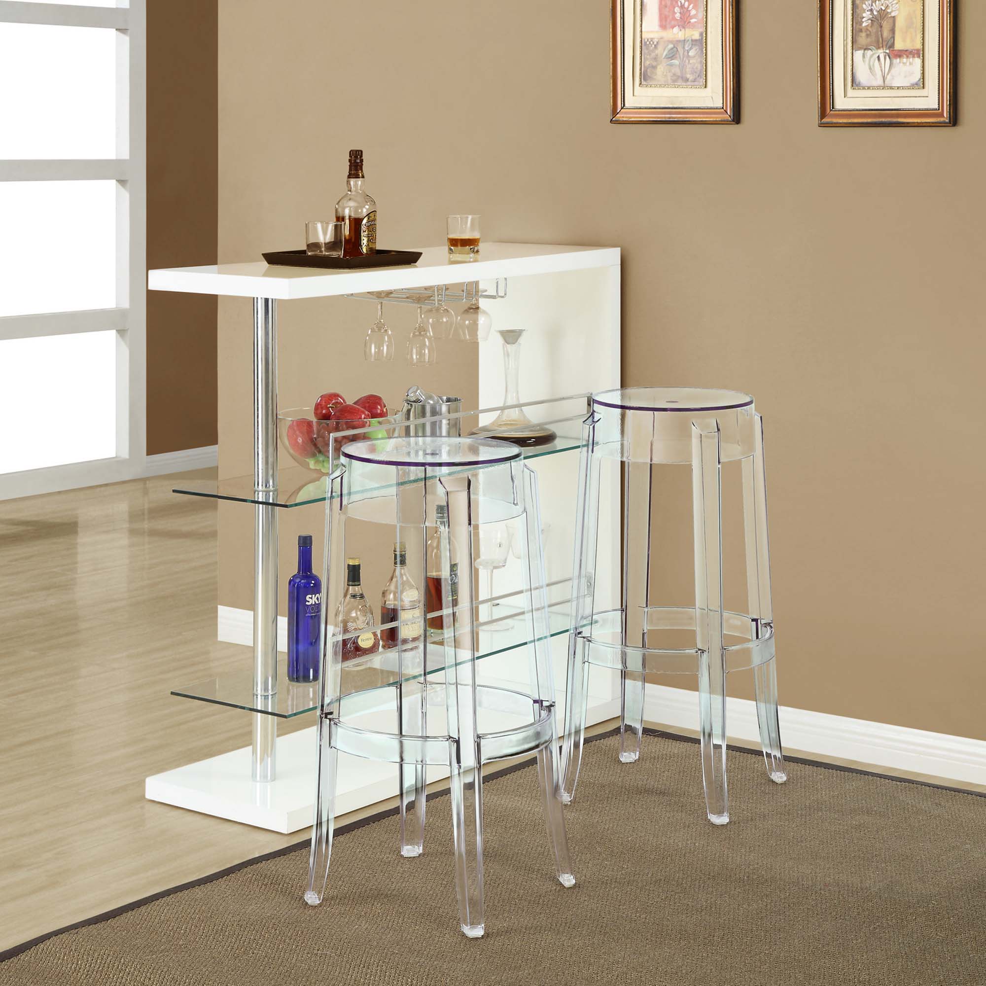 Casper Backless Bar Stool, Clear