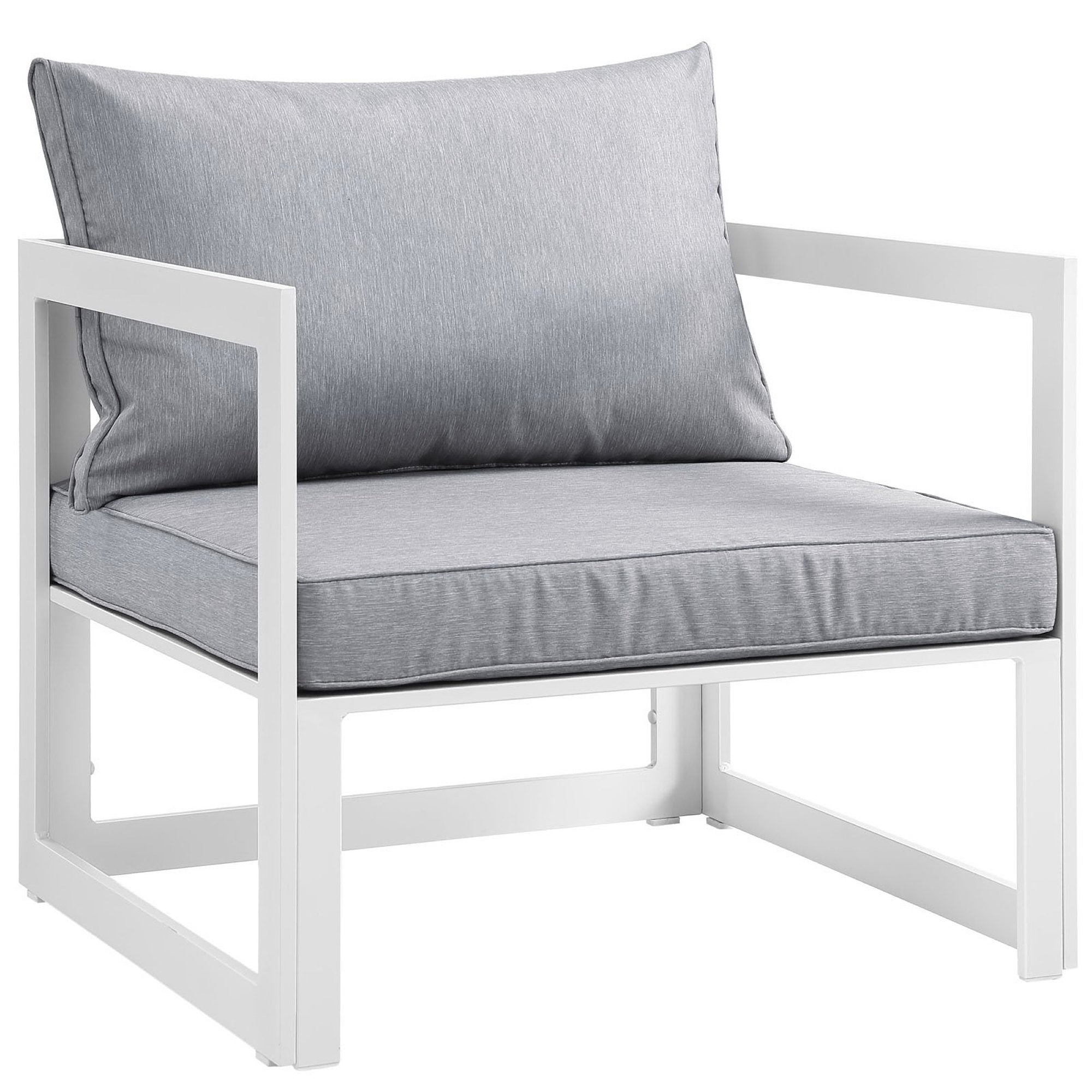 Fortuna 5 Piece Outdoor Patio Sectional Sofa Set, White Gray