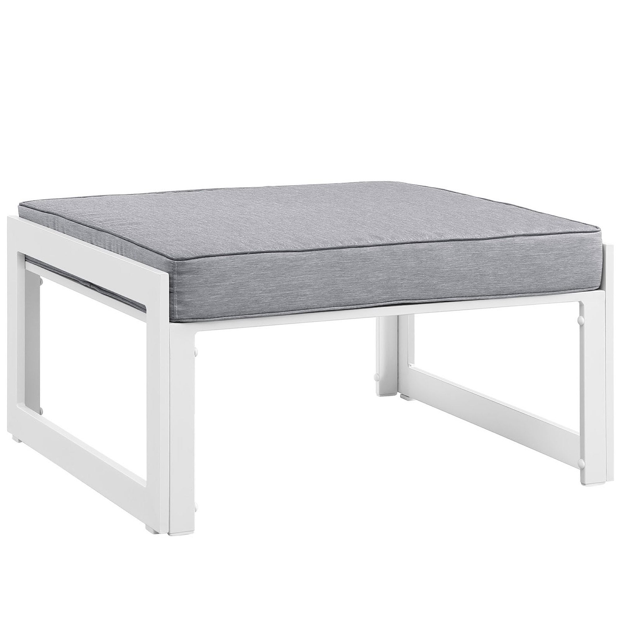 Fortuna 6 Piece Outdoor Patio Sectional Sofa Set, White Gray