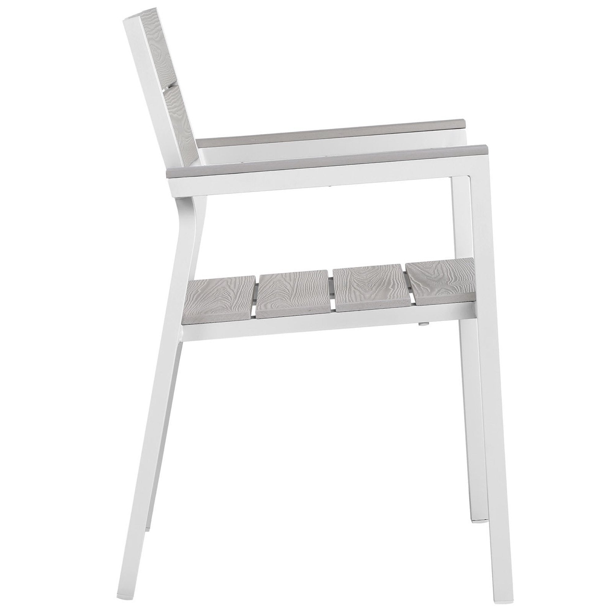 Maine 5 Piece Outdoor Patio Dining Set, White Light Gray
