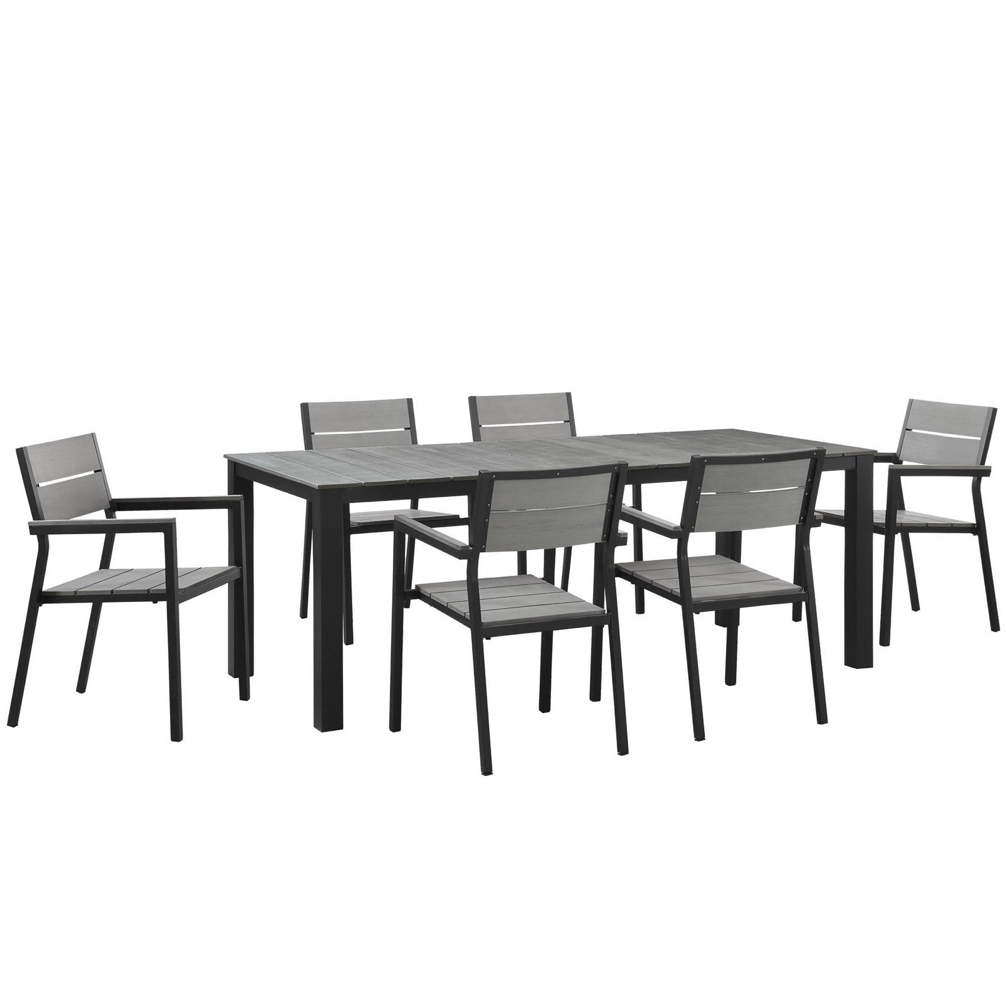 Maine 7 Piece Outdoor Patio Dining Set, Brown Gray