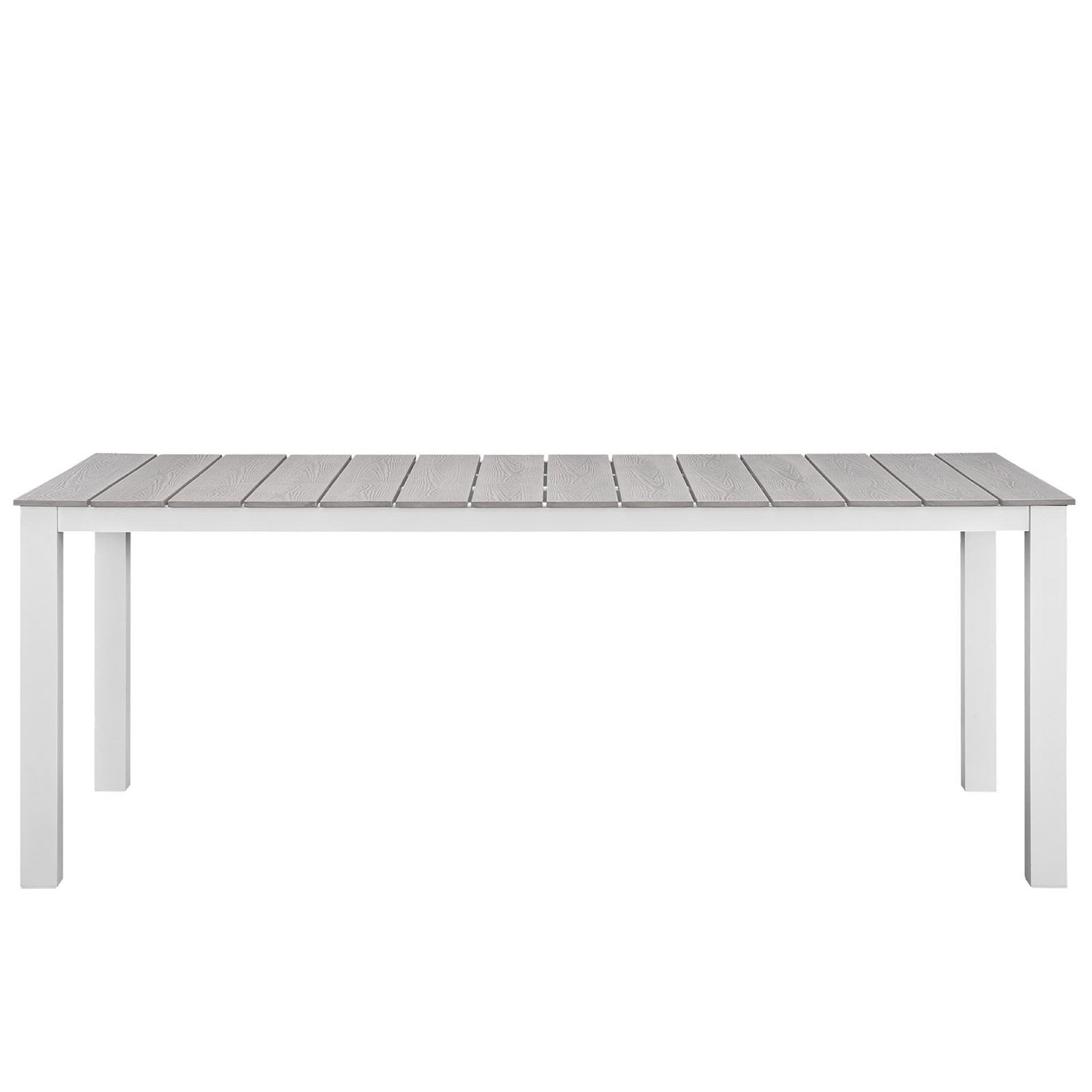 Maine 9 Piece Outdoor Patio Dining Set, White Light Gray