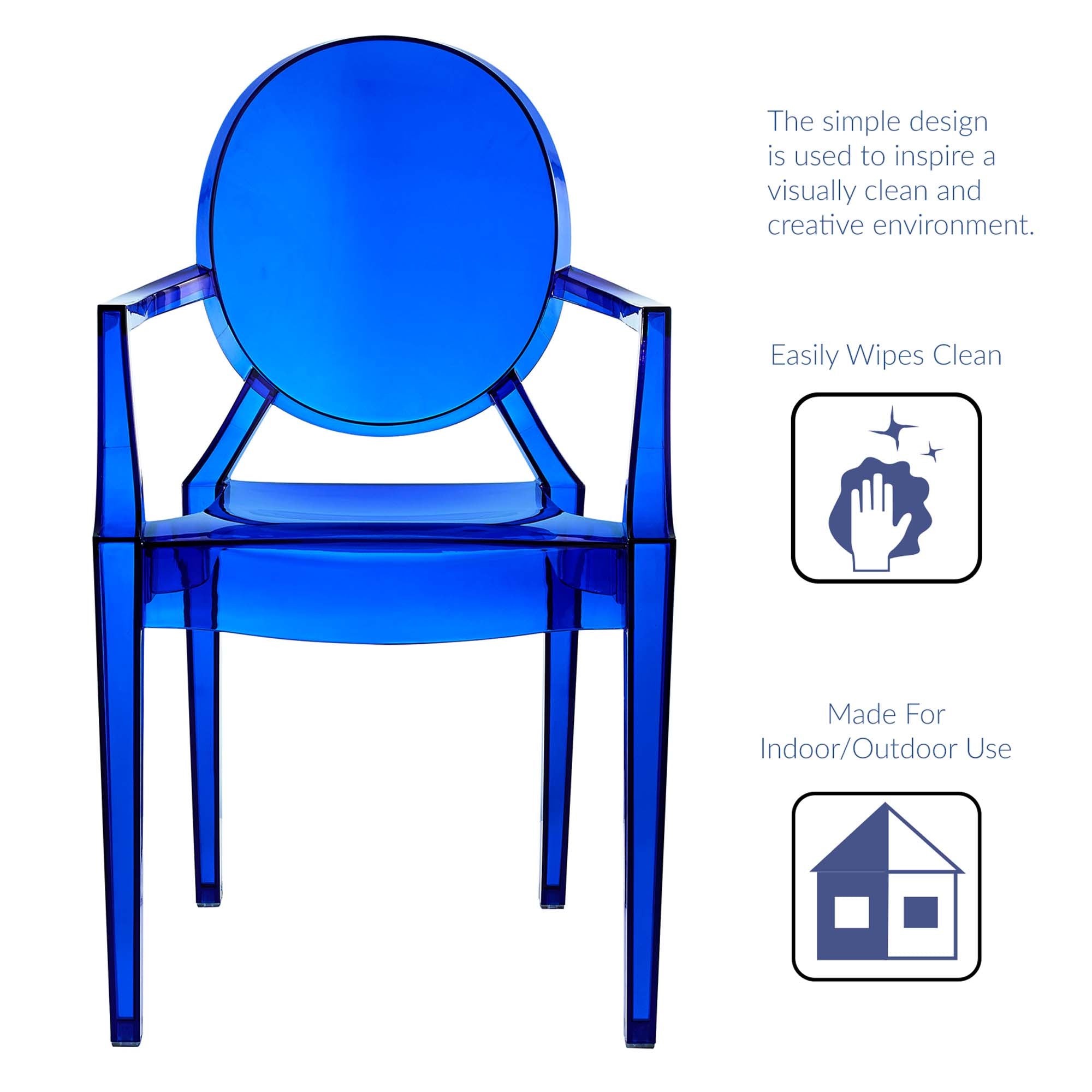 Casper Dining Armchairs Set of 4, Blue