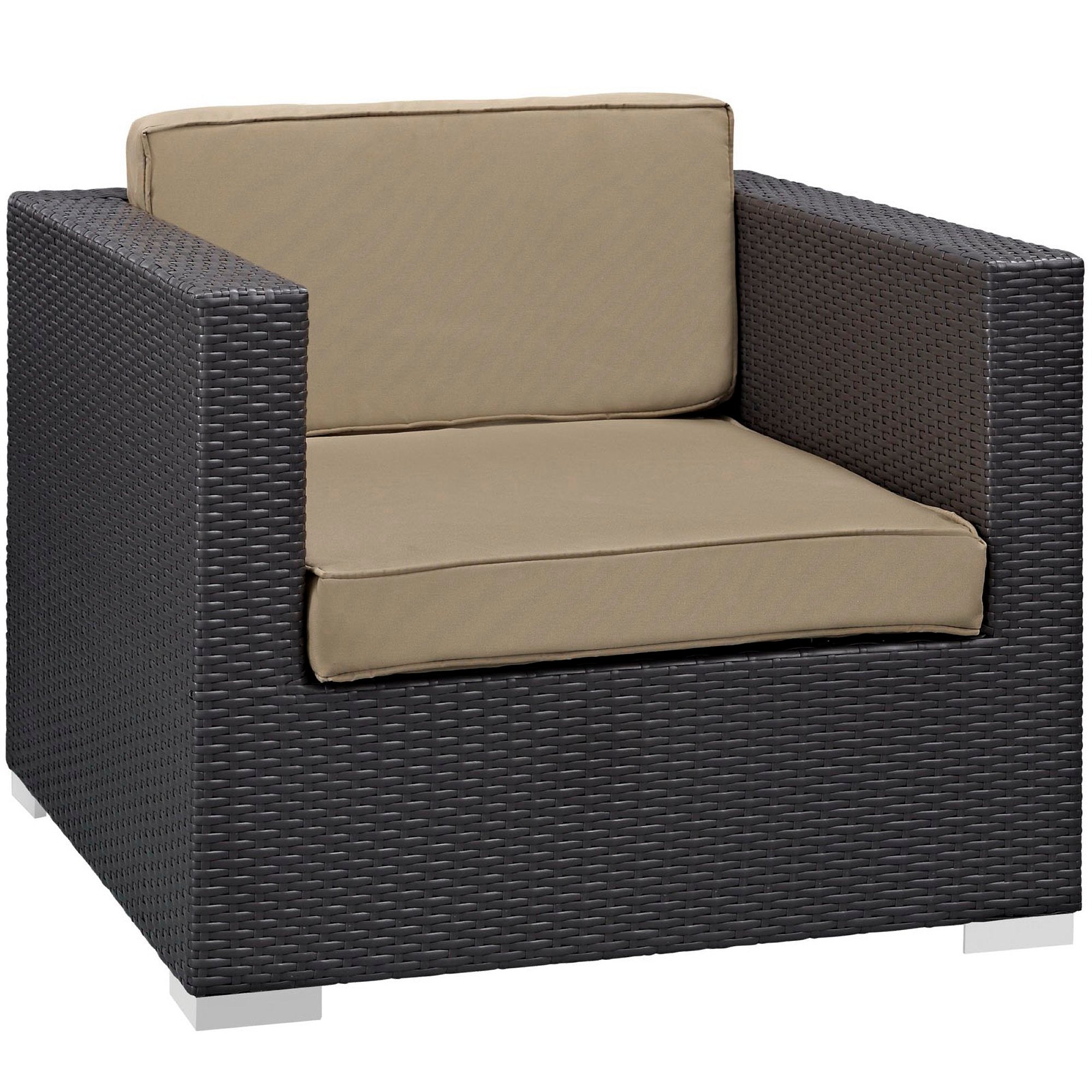 Convene 5 Piece Outdoor Patio Sectional Set, Espresso Mocha