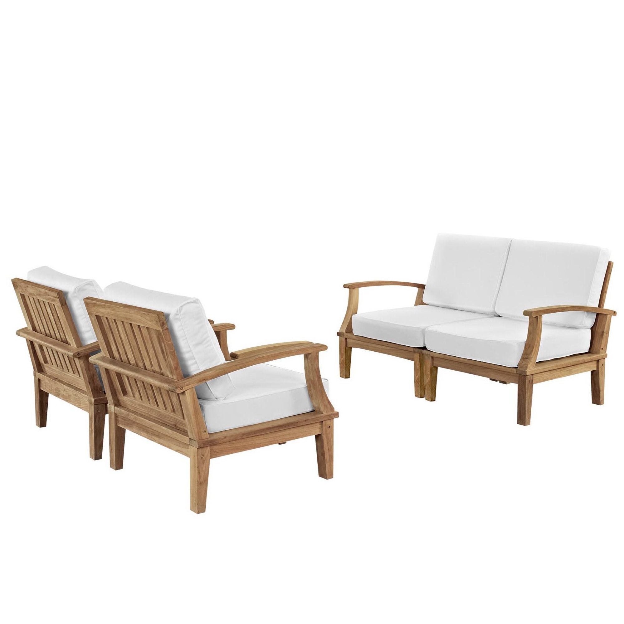 Marina 4 Piece Outdoor Patio Teak Set, Natural White