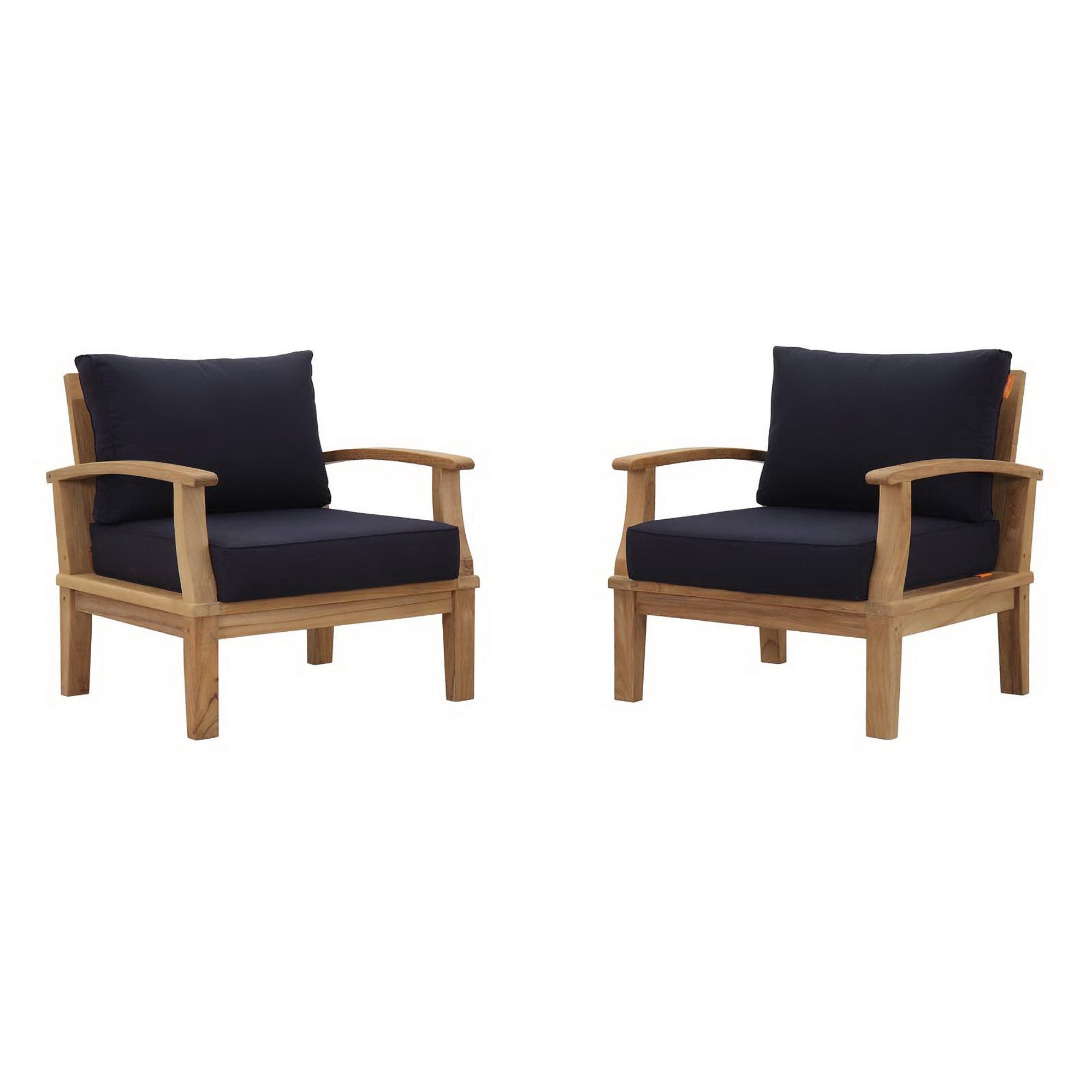 Marina 2 Piece Outdoor Patio Teak Set, Natural Navy