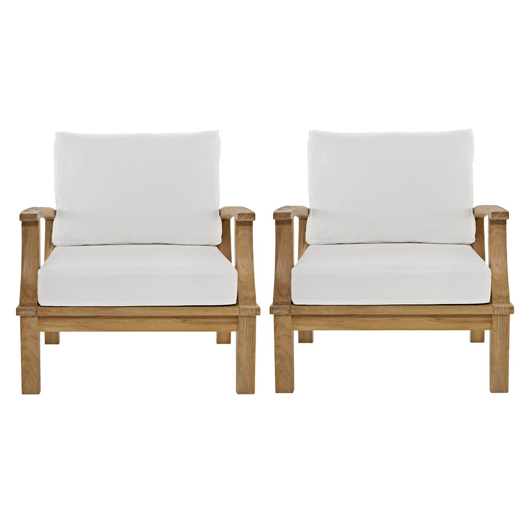 Marina 2 Piece Outdoor Patio Teak Set, Natural White