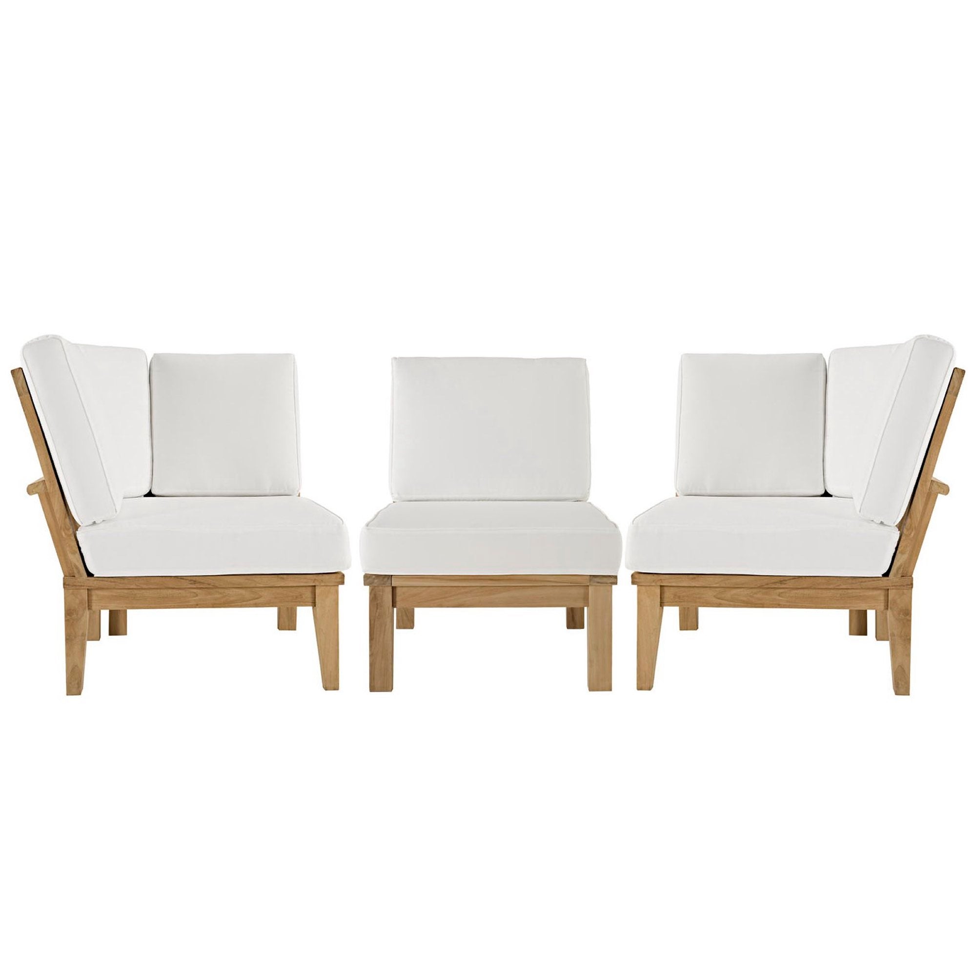 Marina 3 Piece Outdoor Patio Teak Set, Natural White