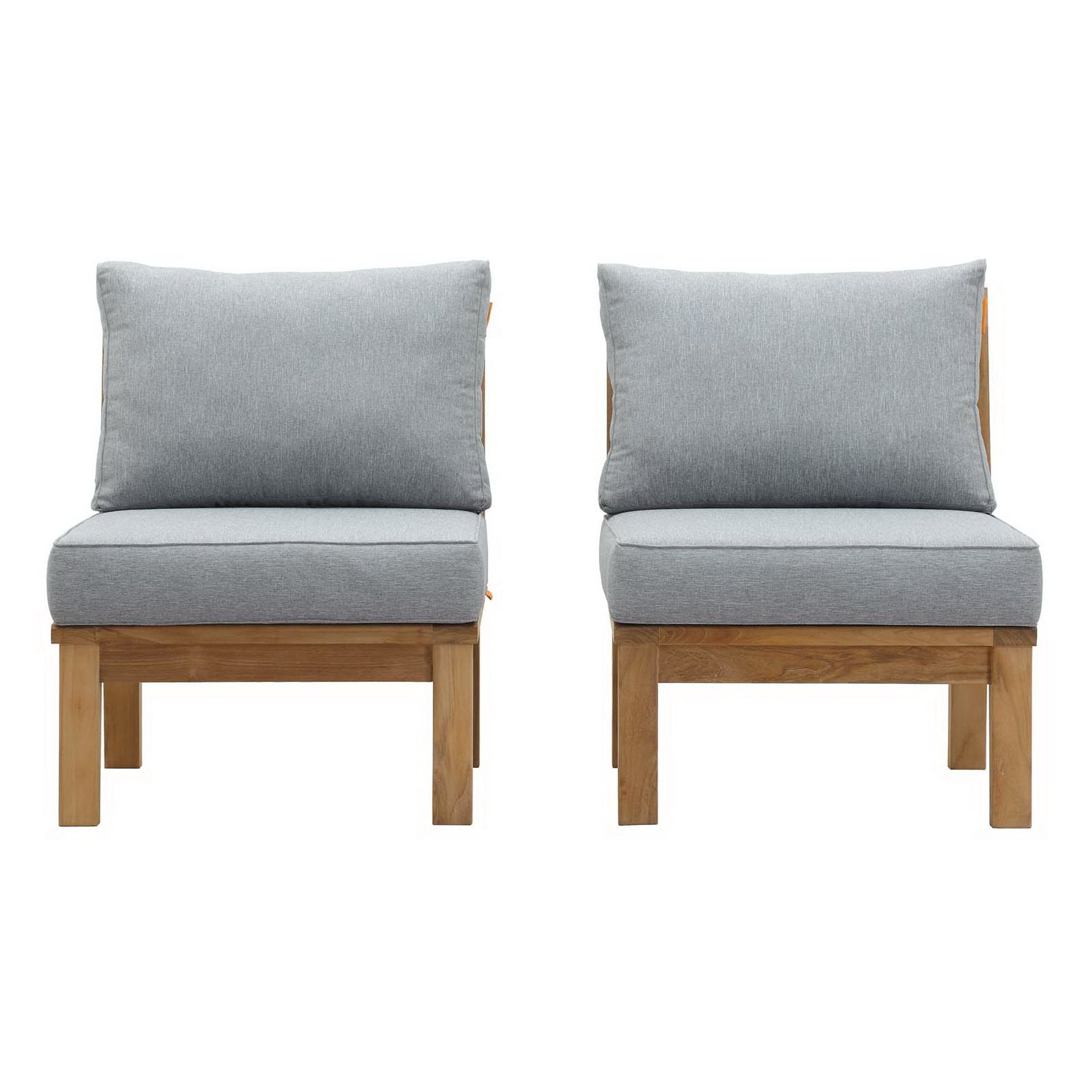 Marina 2 Piece Outdoor Patio Teak Set, Natural Gray