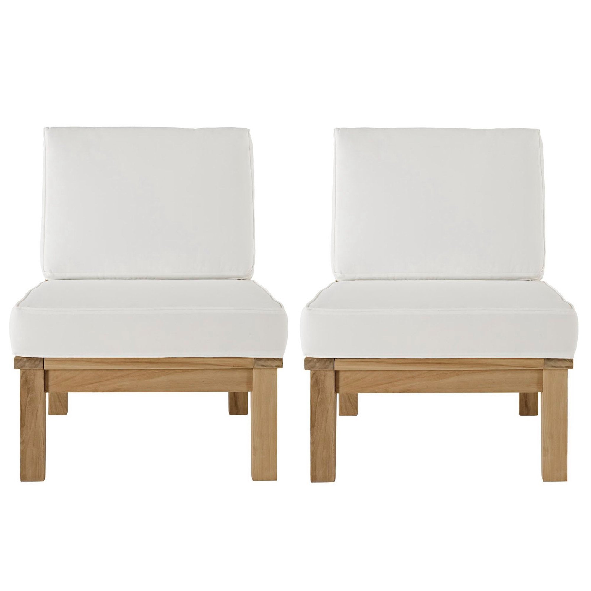 Marina 2 Piece Outdoor Patio Teak Set, Natural White