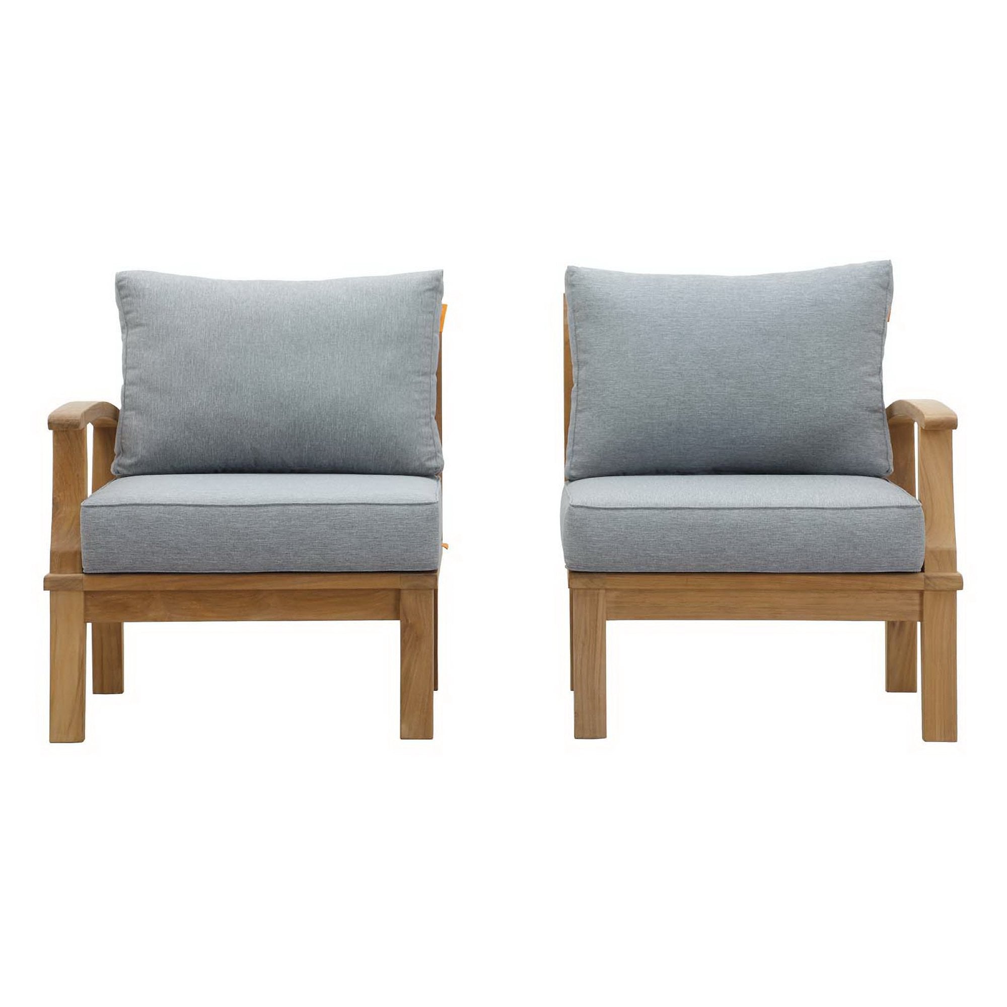 Marina 2 Piece Outdoor Patio Teak Set, Natural Gray