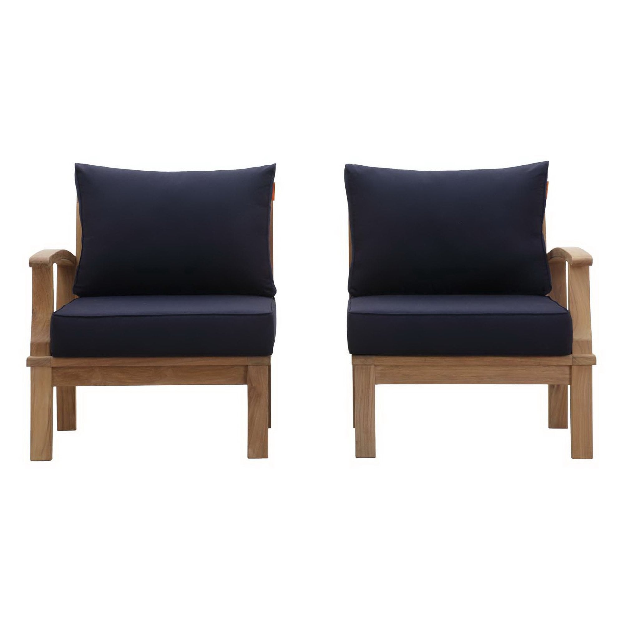 Marina 2 Piece Outdoor Patio Teak Set, Natural Navy