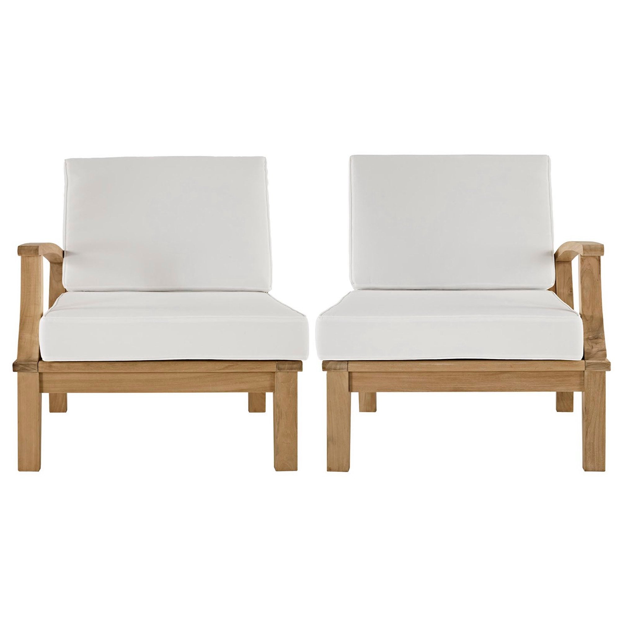 Marina 2 Piece Outdoor Patio Teak Set, Natural White