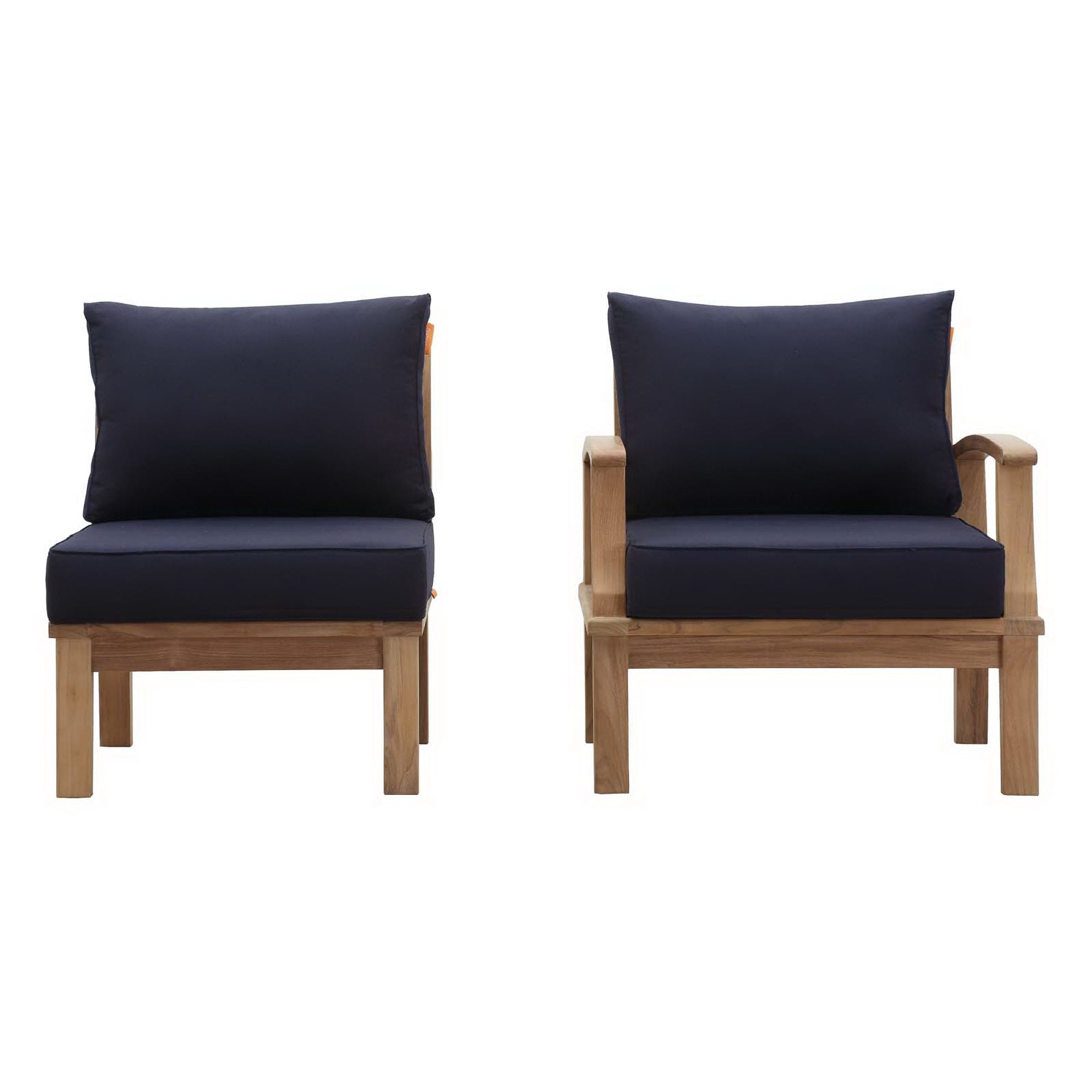 Marina 2 Piece Outdoor Patio Teak Set, Natural Navy