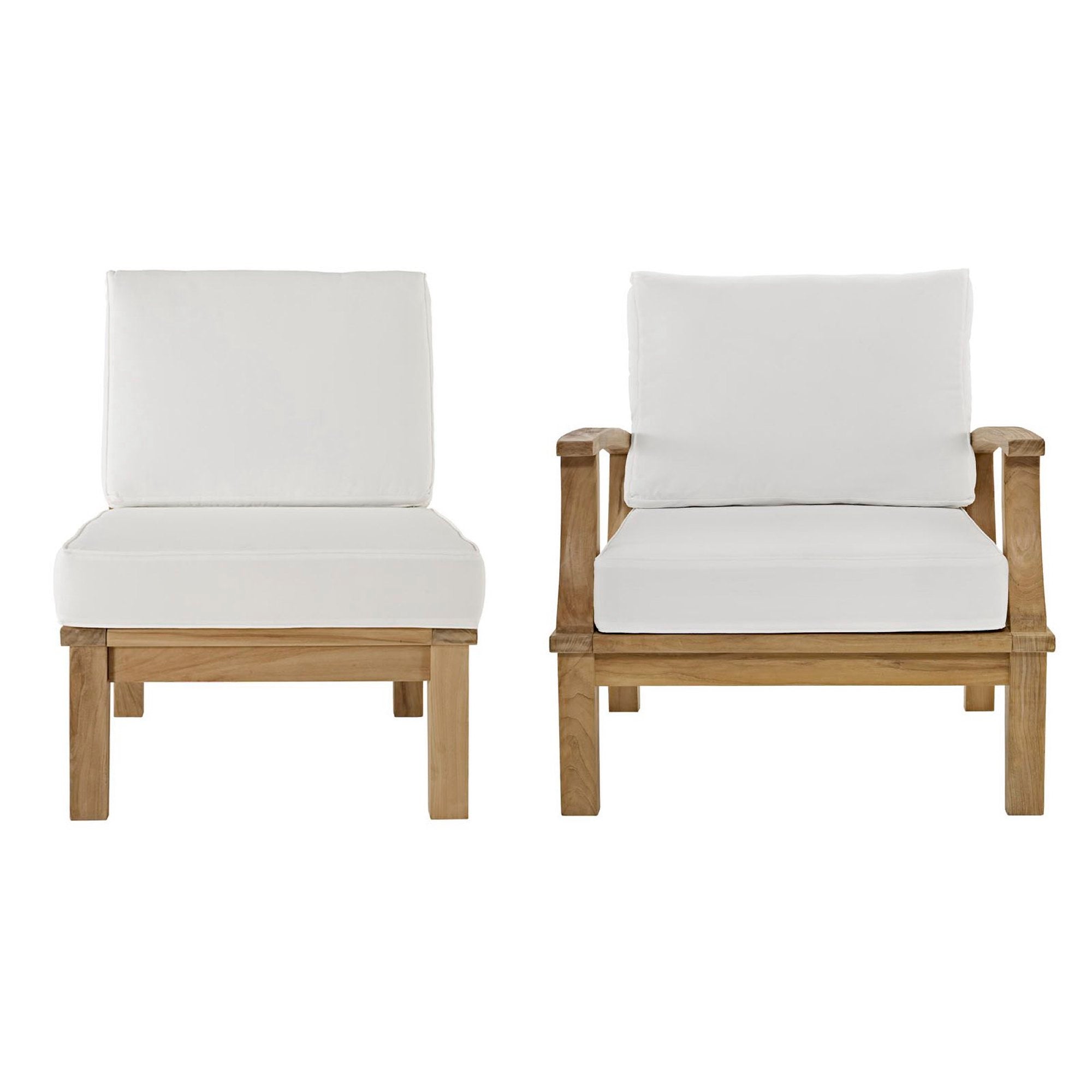 Marina 2 Piece Outdoor Patio Teak Set, Natural White