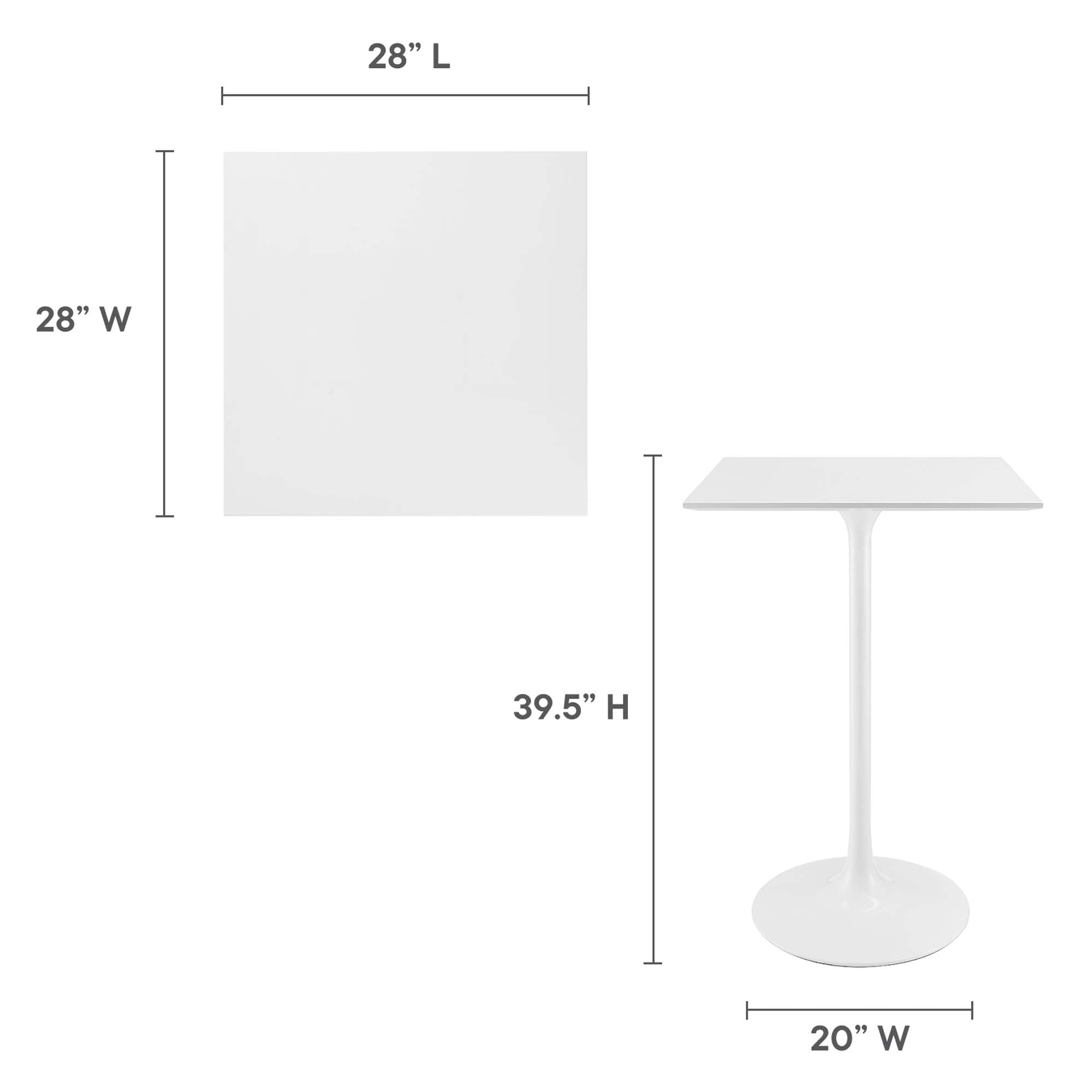 Lippa 28" Square Wood Bar Table, White