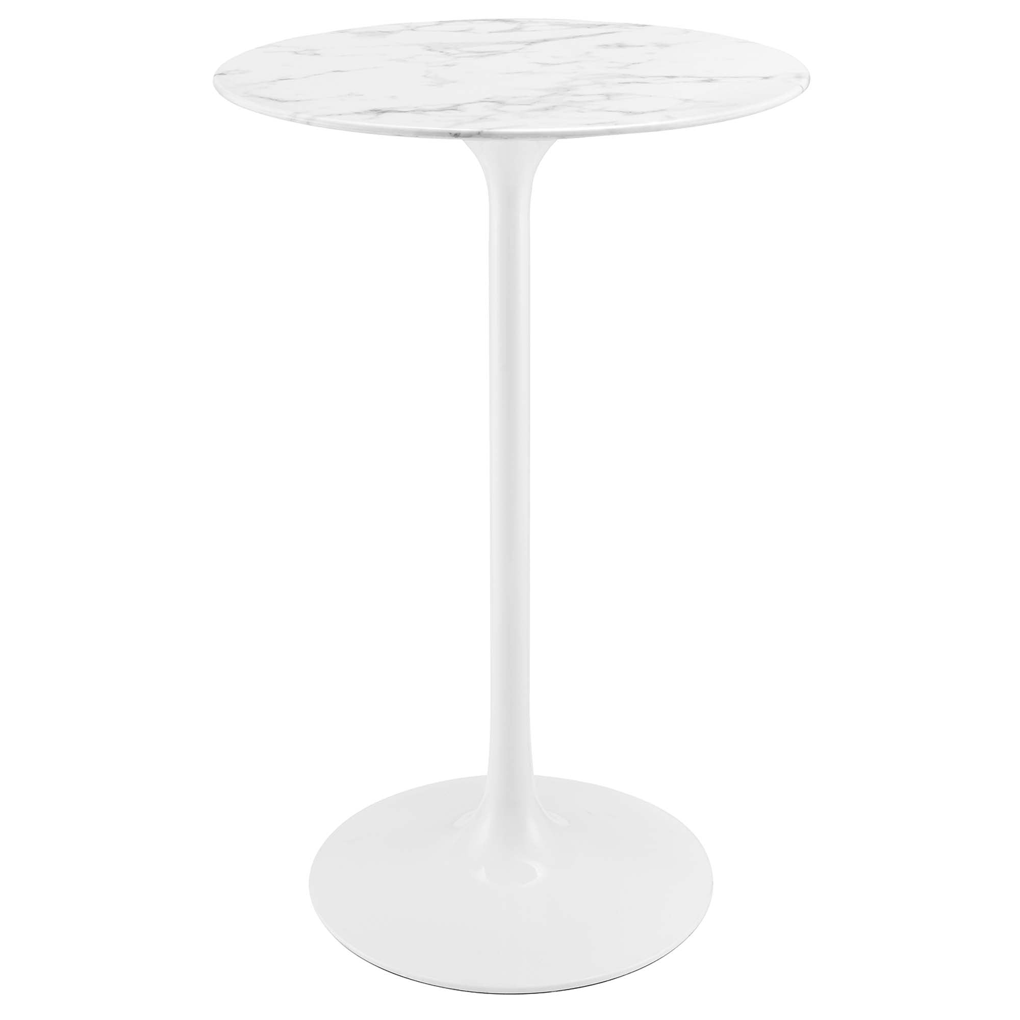 Lippa 28" Round Faux Marble Bar Table, White
