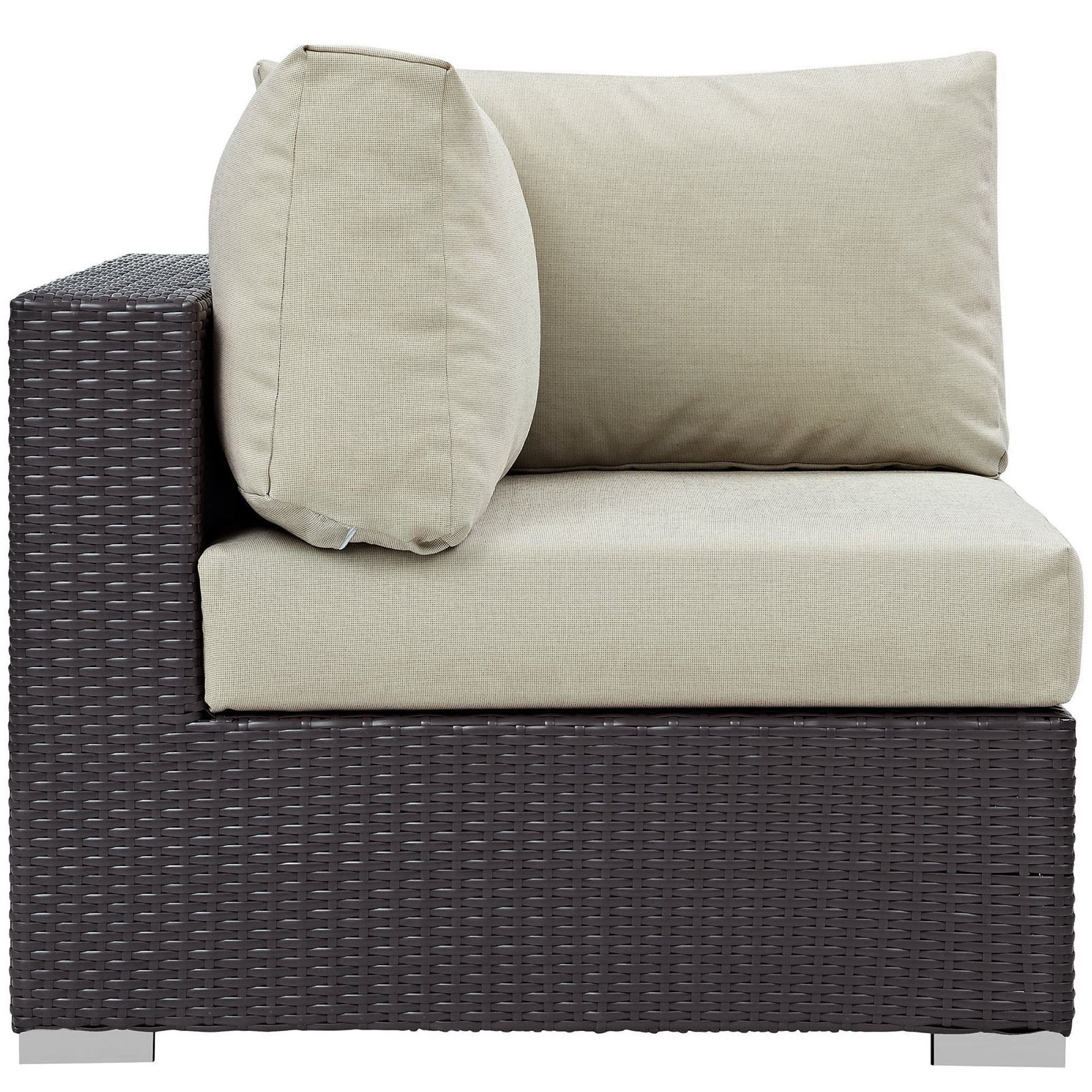 Convene 5 Piece Outdoor Patio Sectional Set, Espresso Beige
