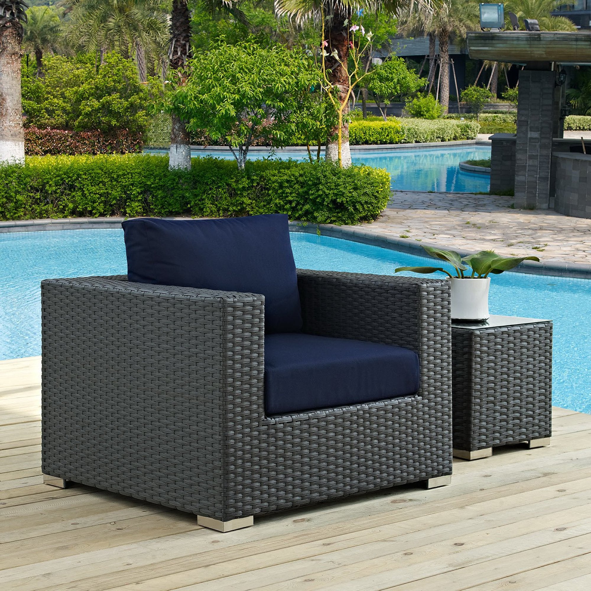 Sojourn Outdoor Patio Sunbrella® Armchair, Canvas Navy